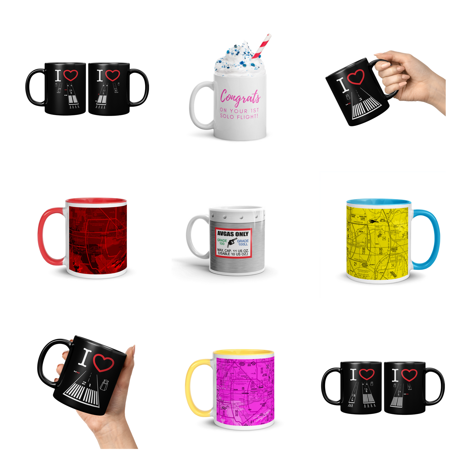 11 oz. aviation themed ceramic mugs