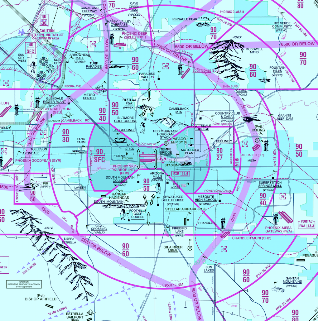 Various products featuring the Phoenix Sky Harbor International Airport (PHX) Terminal Area Chart (TAC)