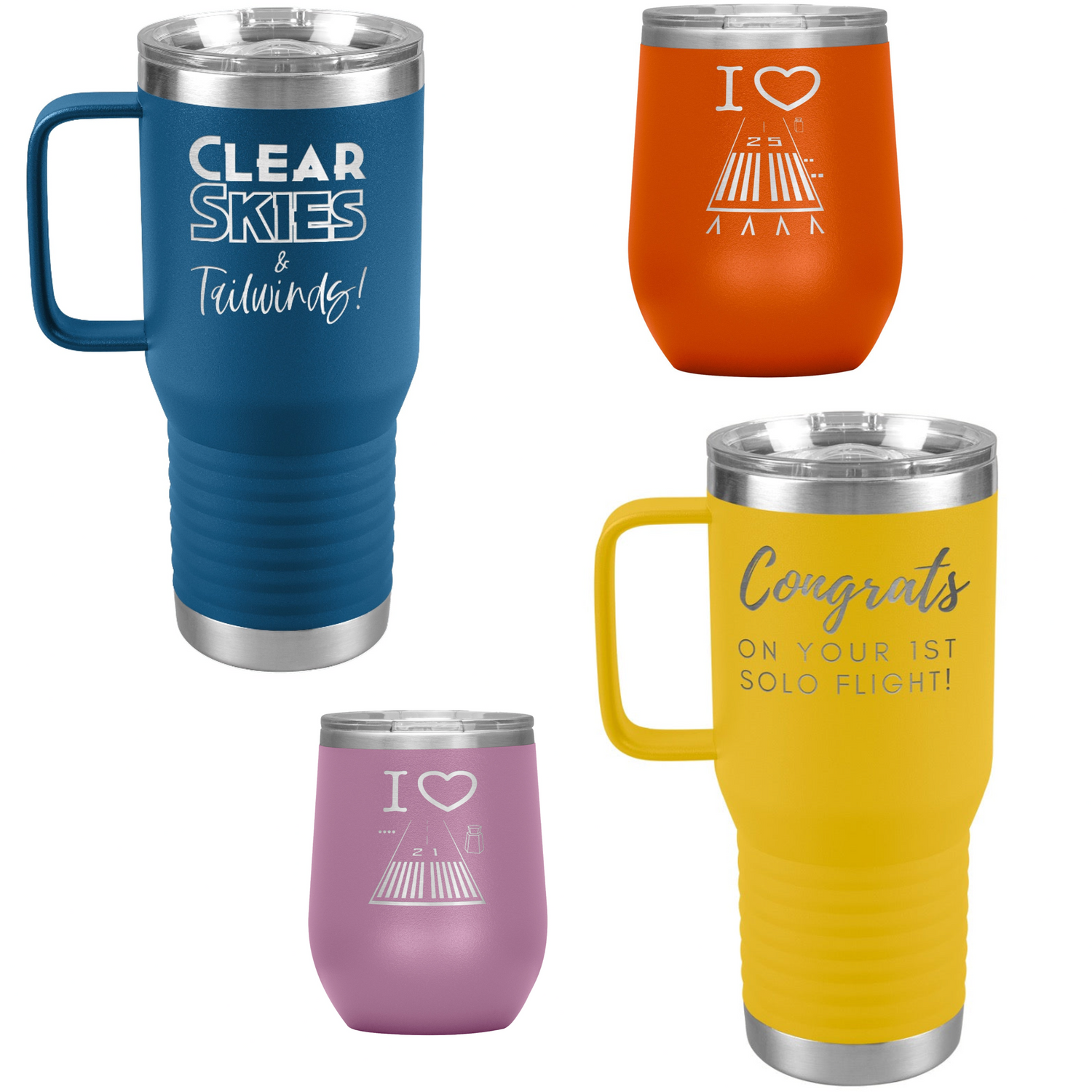 12 and 20 oz. aviation themed tumblers