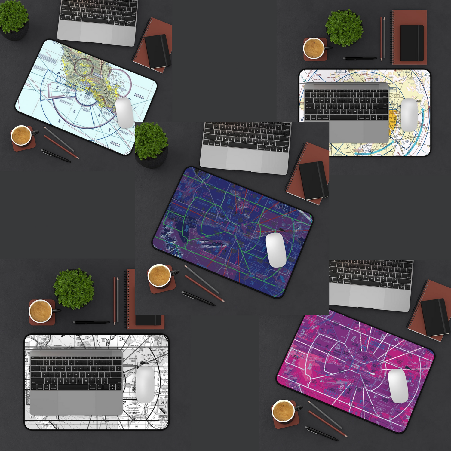 Aviation themed 12" x 18" neoprene desk mats