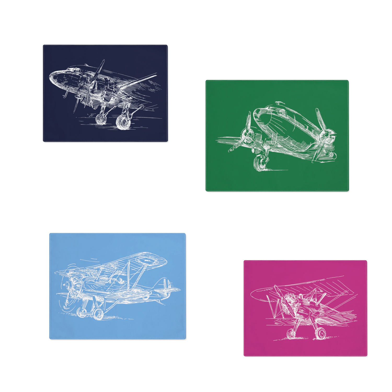100% cotton, 18" x 14" aviation themed kitchen placemats