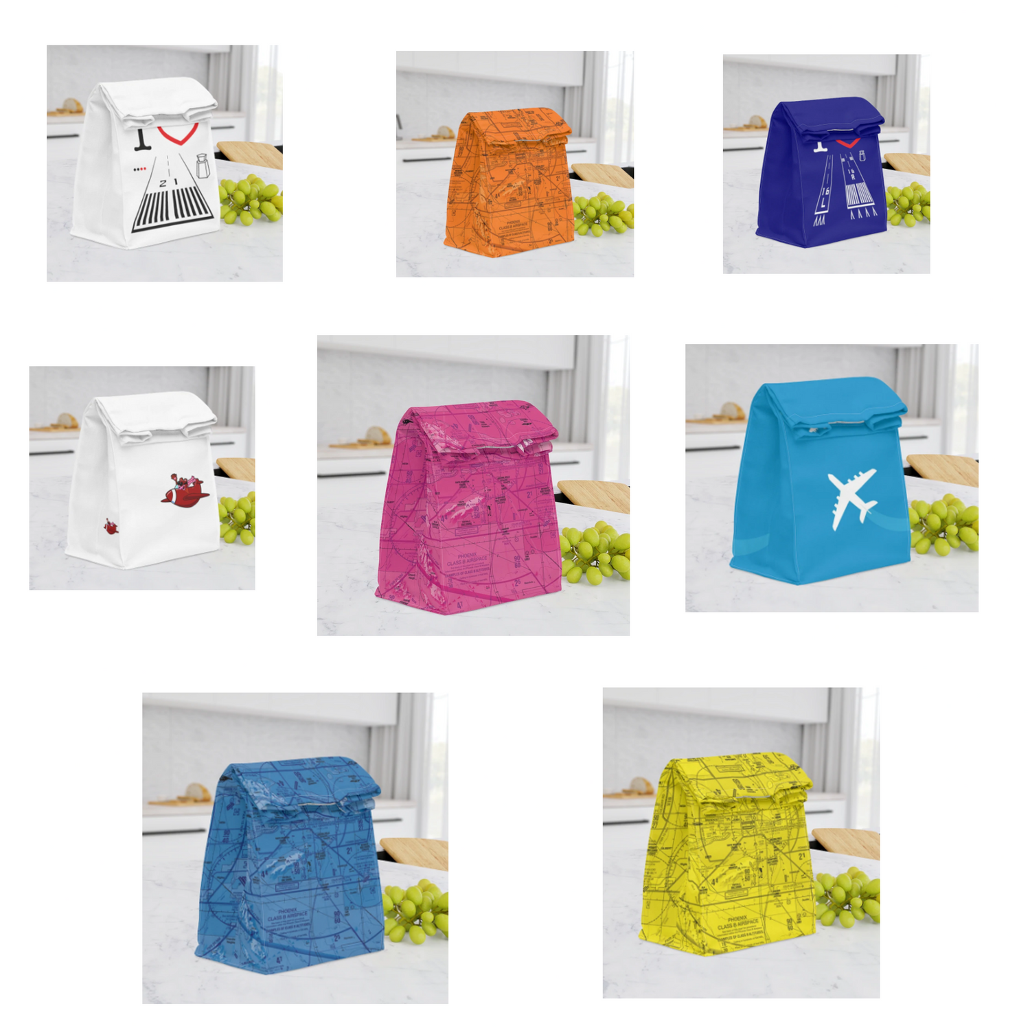 Aviation themed polyester lunch bags