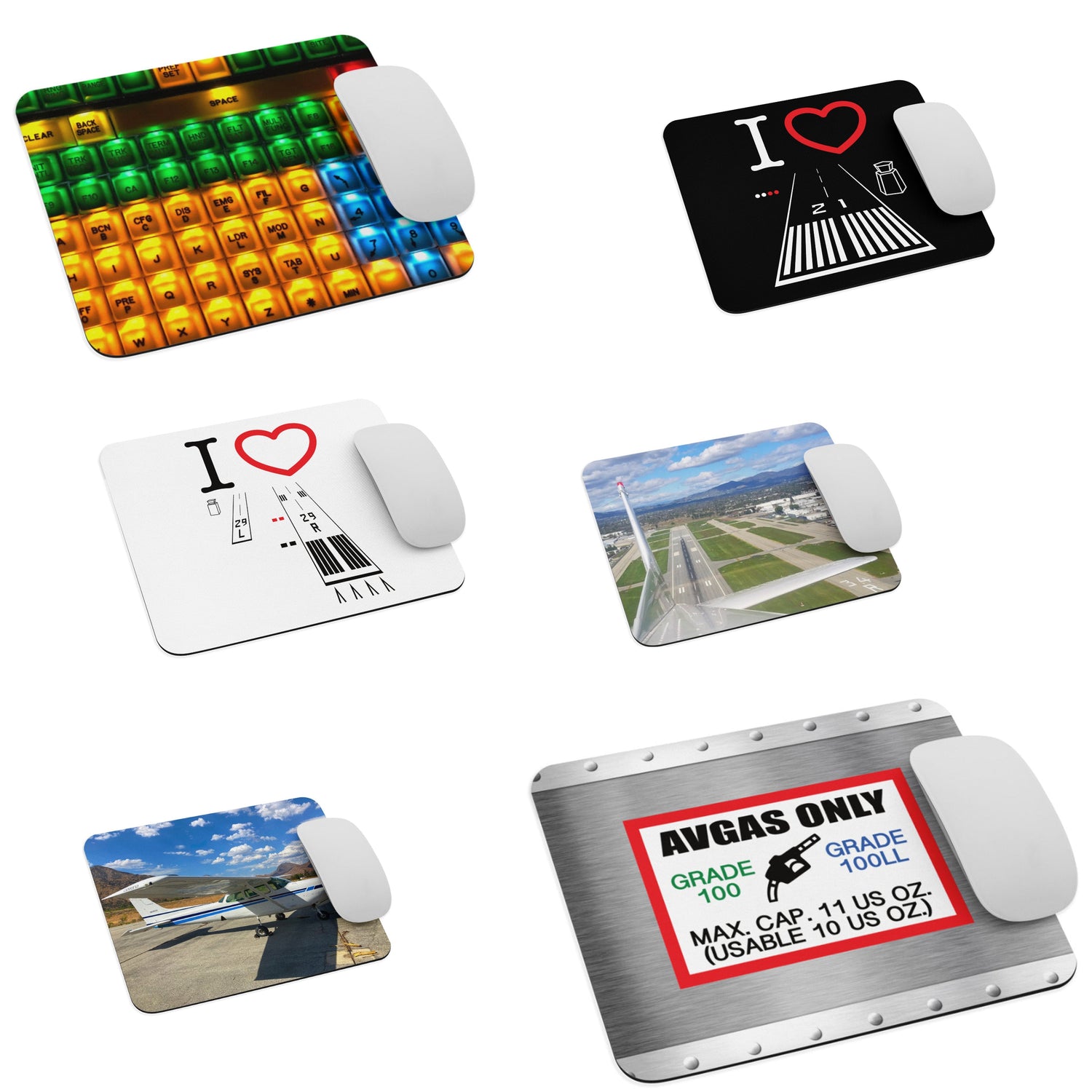 Aviation themed 8.7" x 7.1" mouse pads