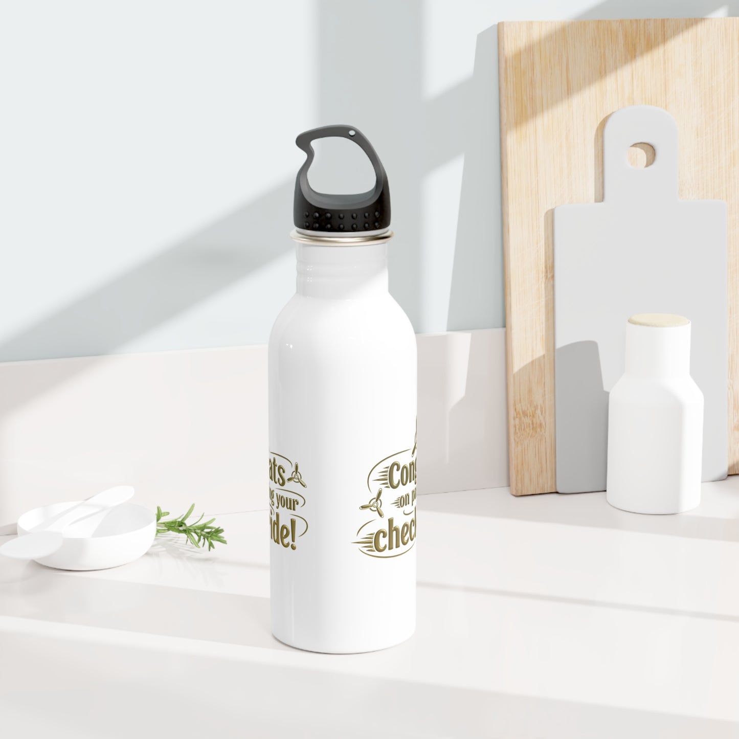 Congrats on passing your checkride! 20 oz. stainless steel water bottle (v3. gold)
