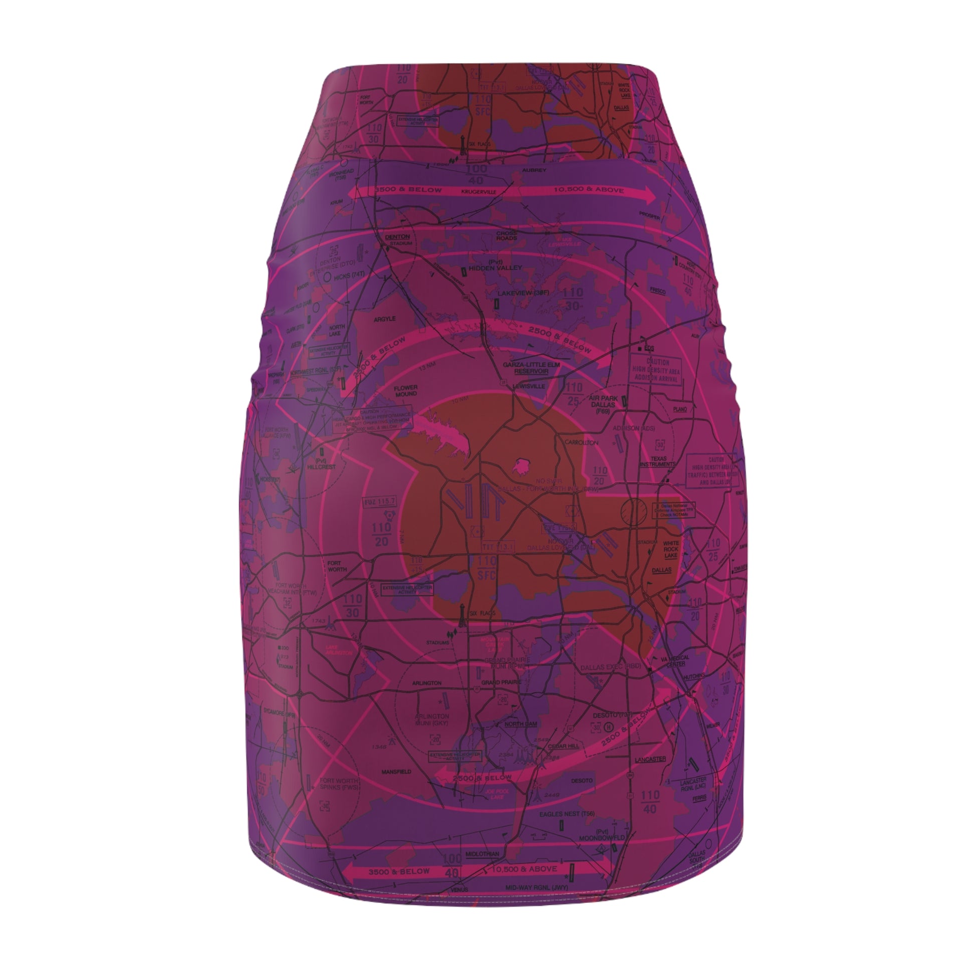 Dallas - Ft. Worth Flyway Chart women's pencil skirt (purple)