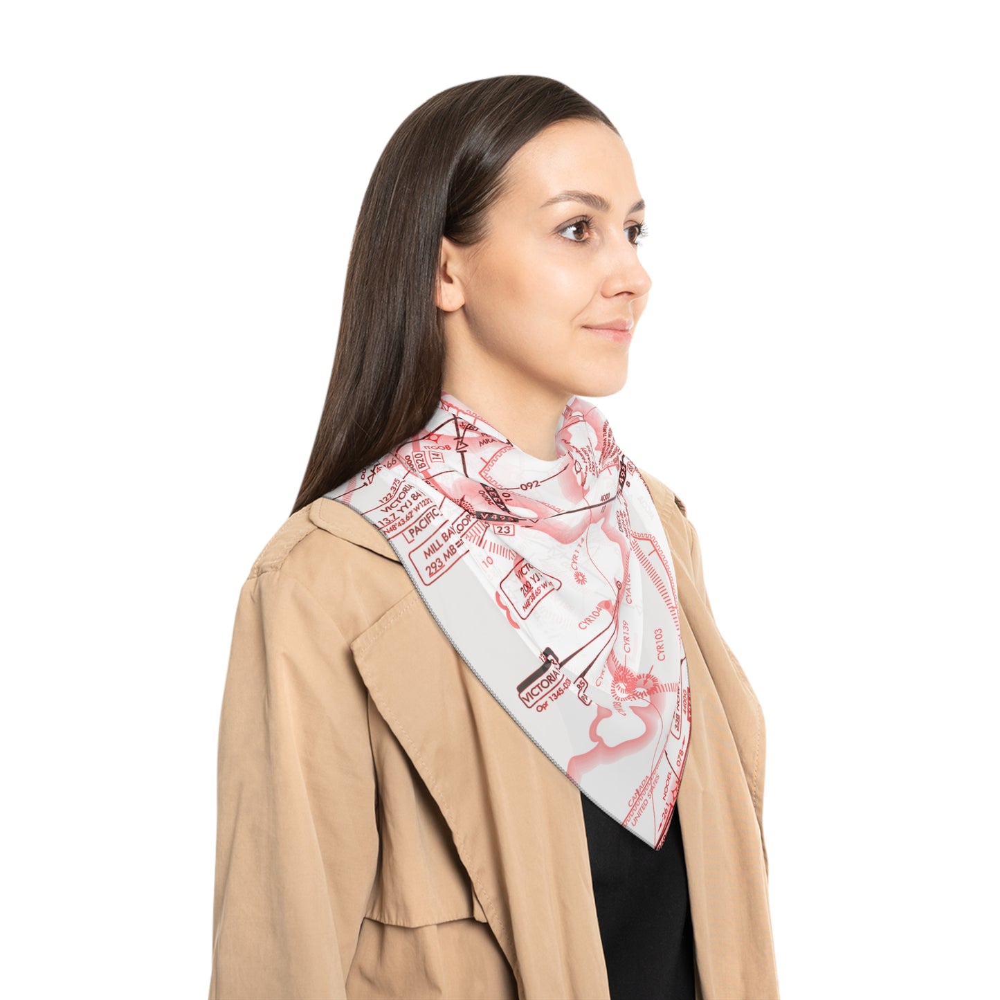 Enroute Low Altitude Chart (red&white) poly scarf