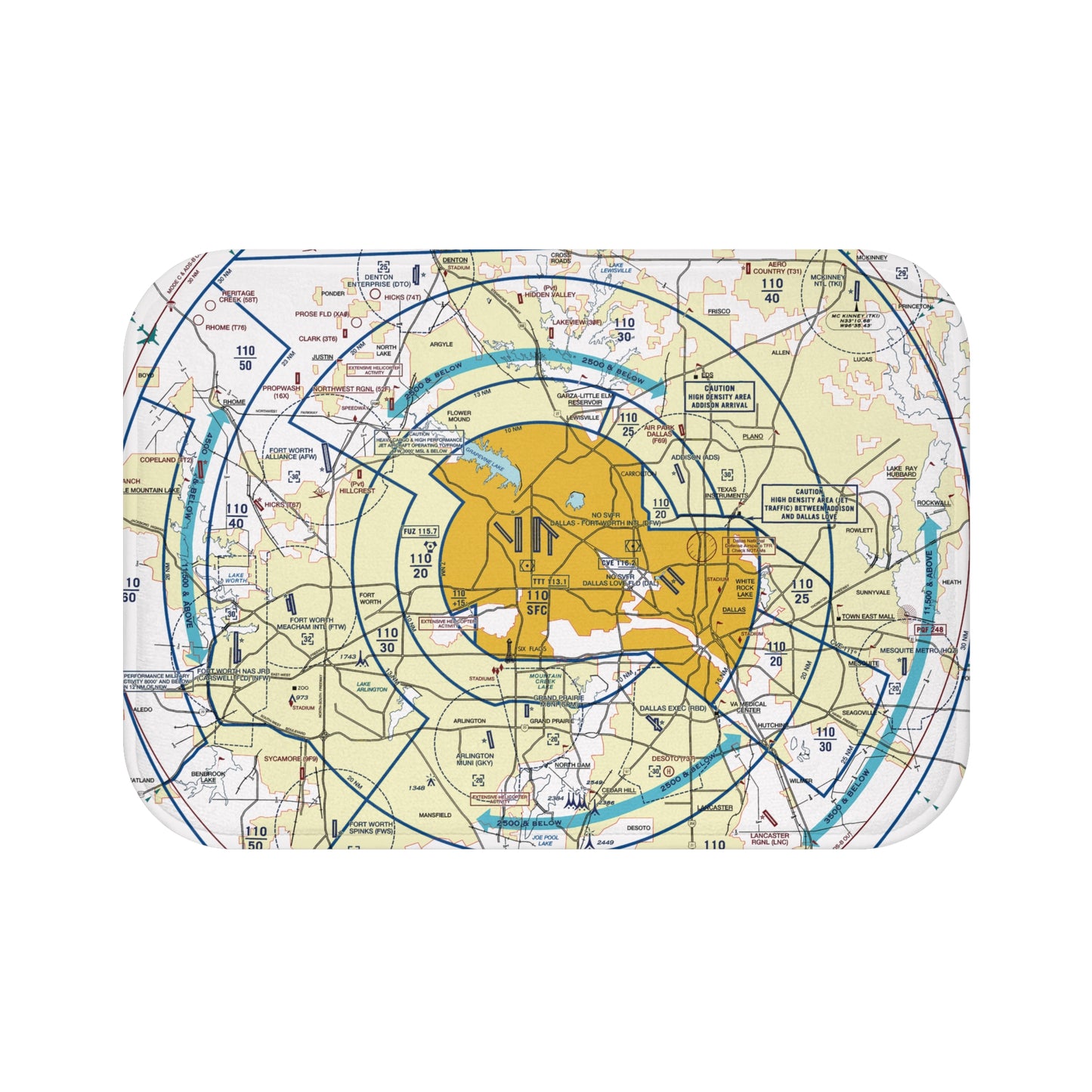 Dallas - Ft. Worth Flyway Chart bath mat