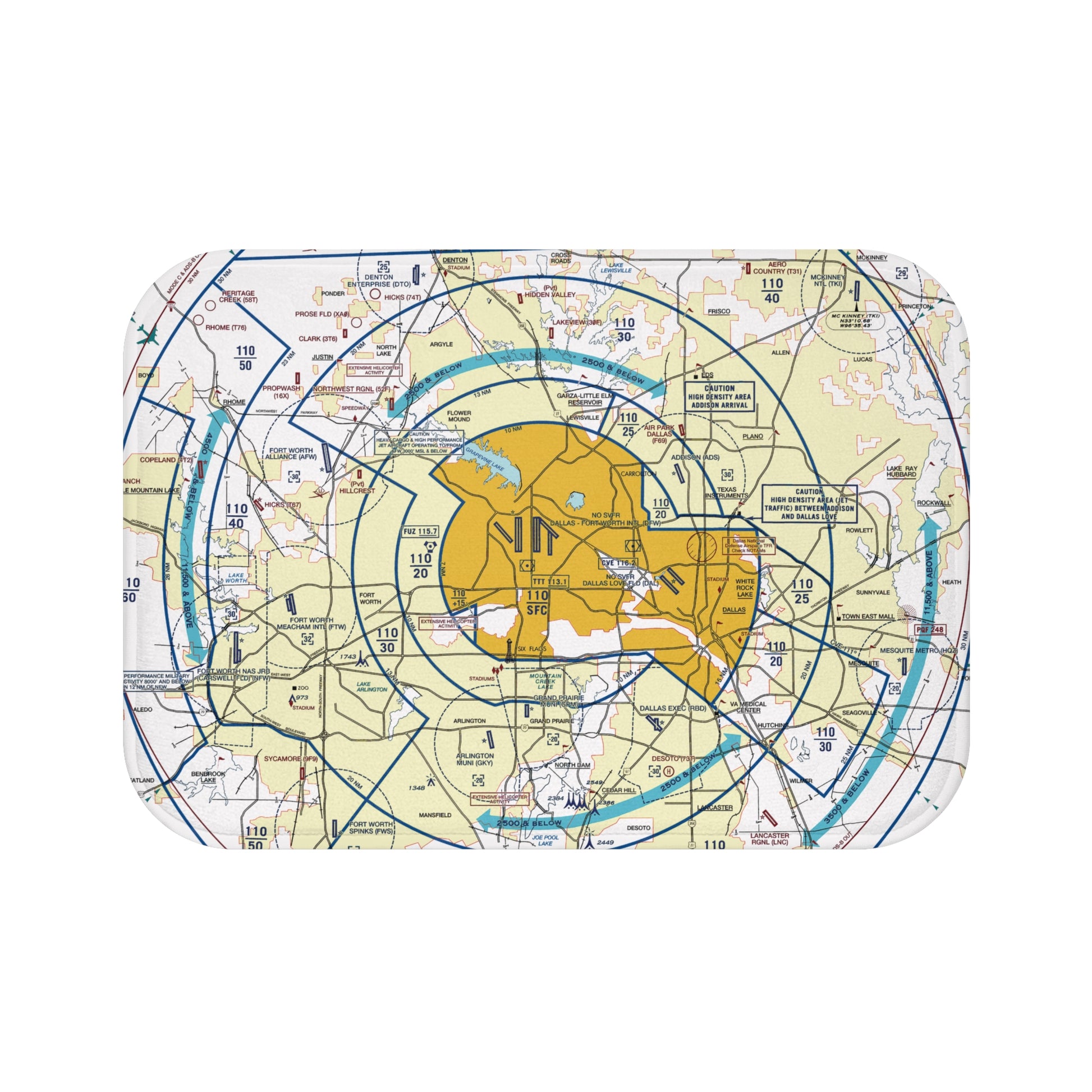 Dallas - Ft. Worth Flyway Chart bath mat