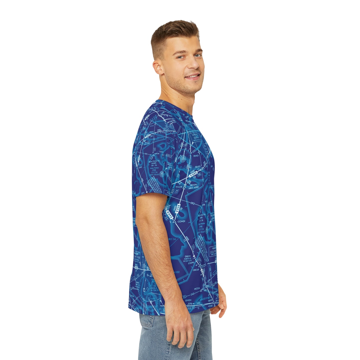 Enroute Low Altitude Chart (blue) men's polyester shirt
