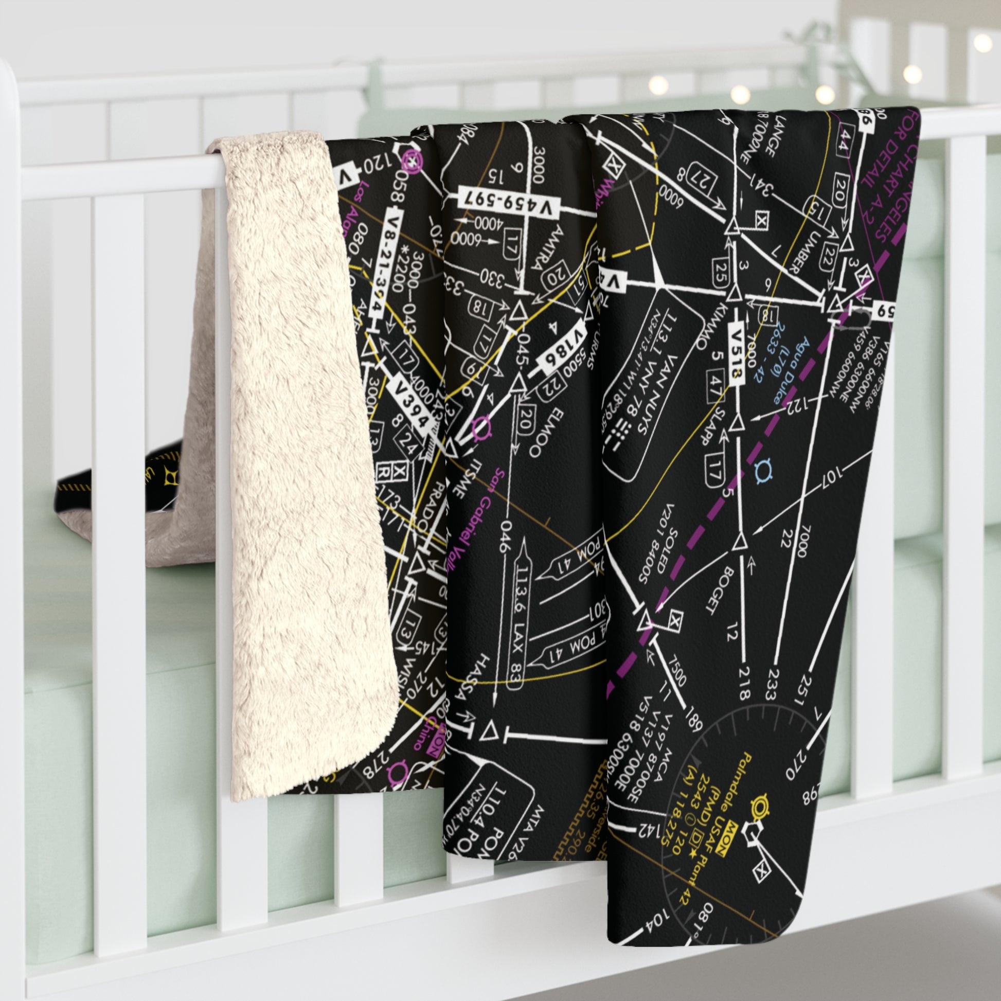 Enroute Low Altitude Chart (ELUS3) sherpa fleece blanket (invert)
