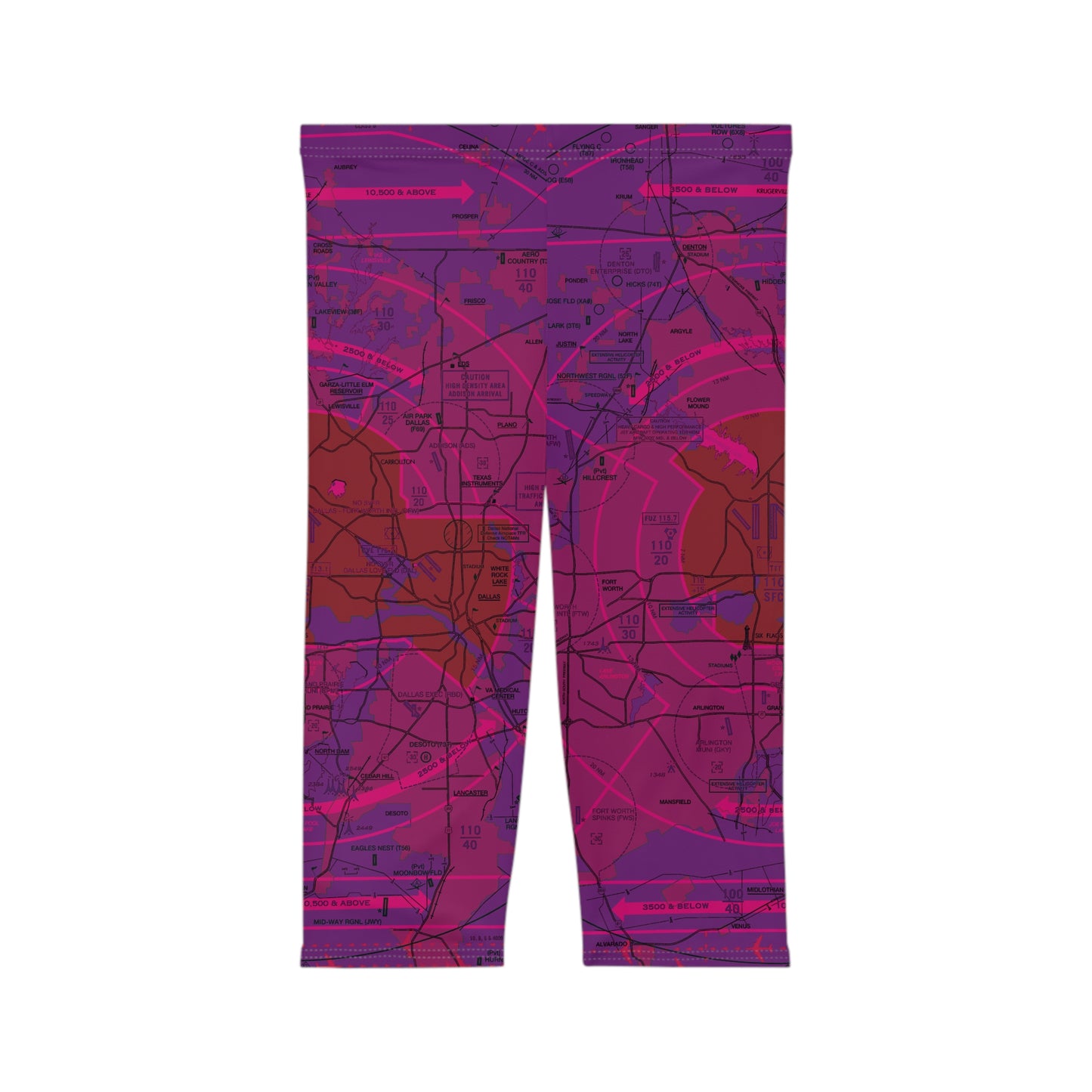 Dallas - Ft. Worth Flyway Chart capri leggings (purple)