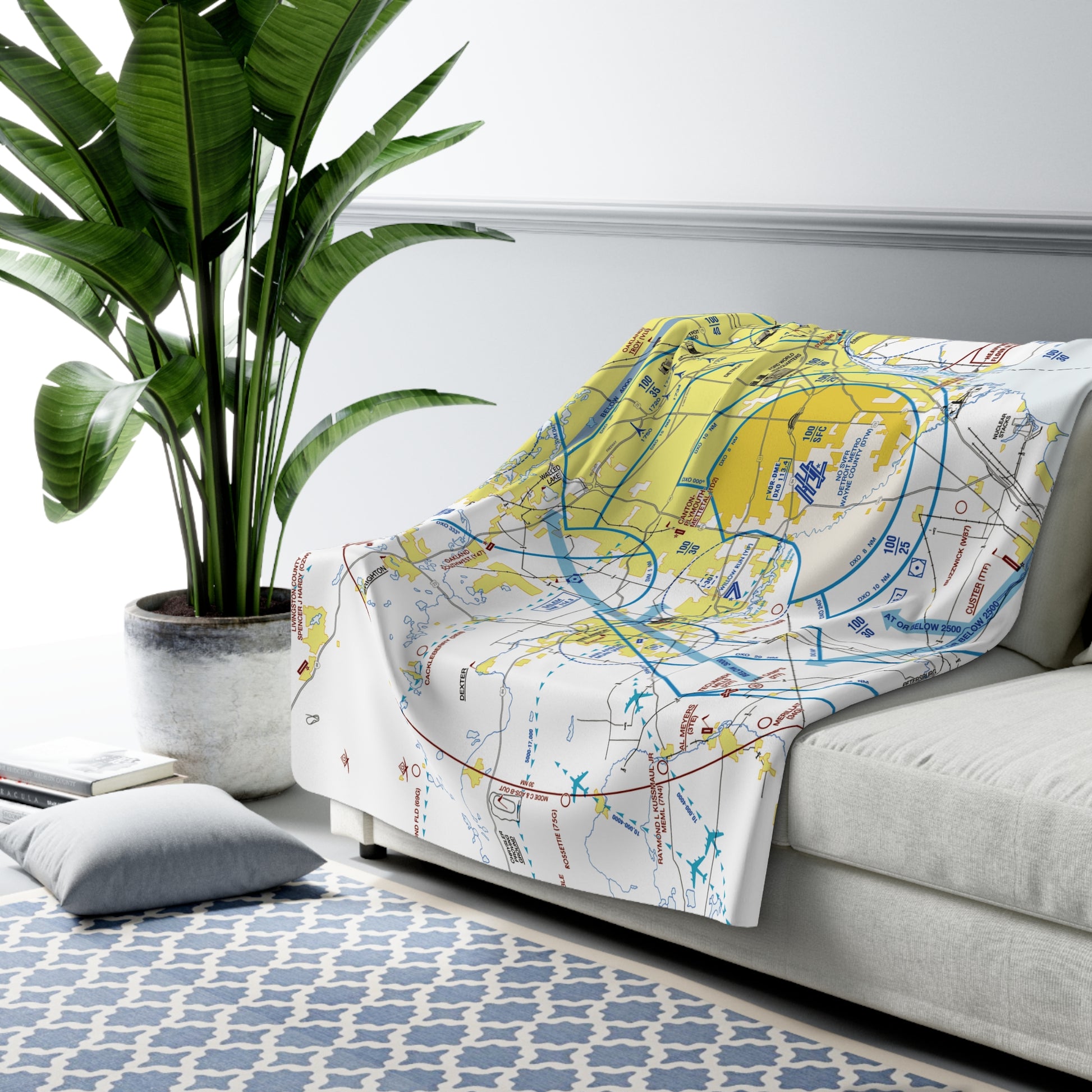 Detroit Flyway Chart sherpa fleece blanket