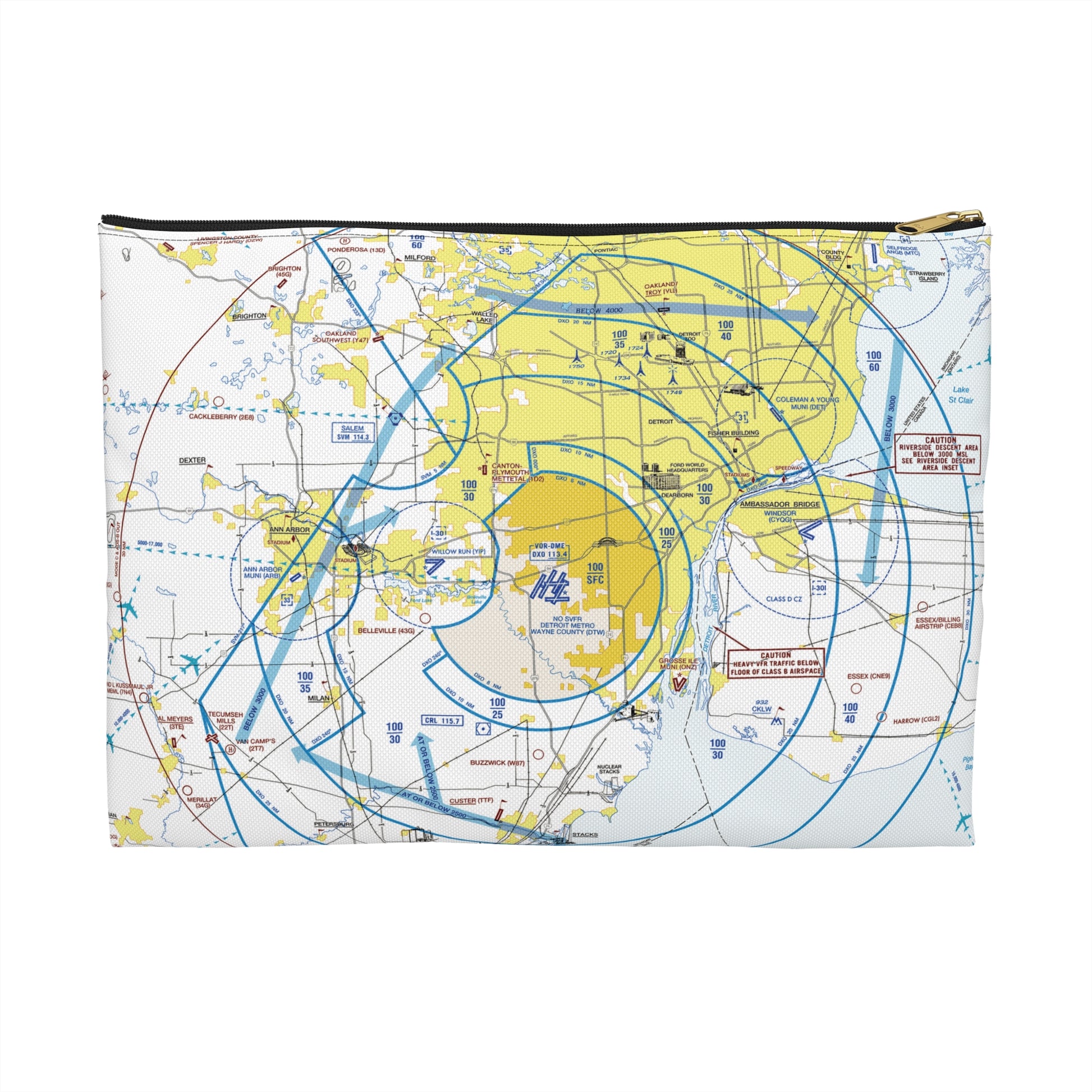 Detroit Flyway Chart Accessory Pouch