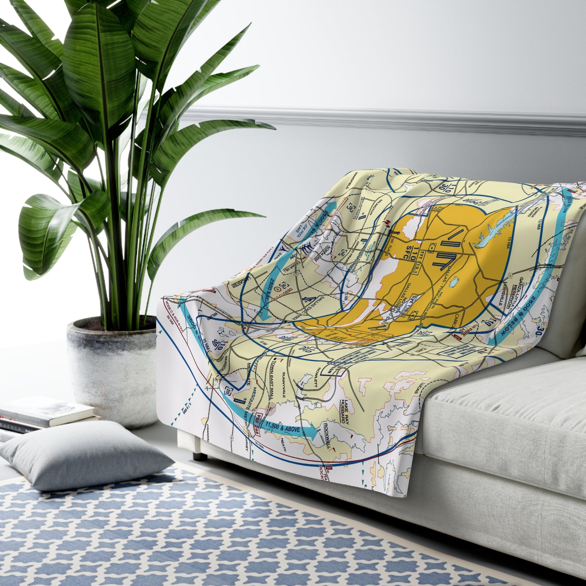 Dallas - Ft. Worth Flyway Chart sherpa fleece blanket