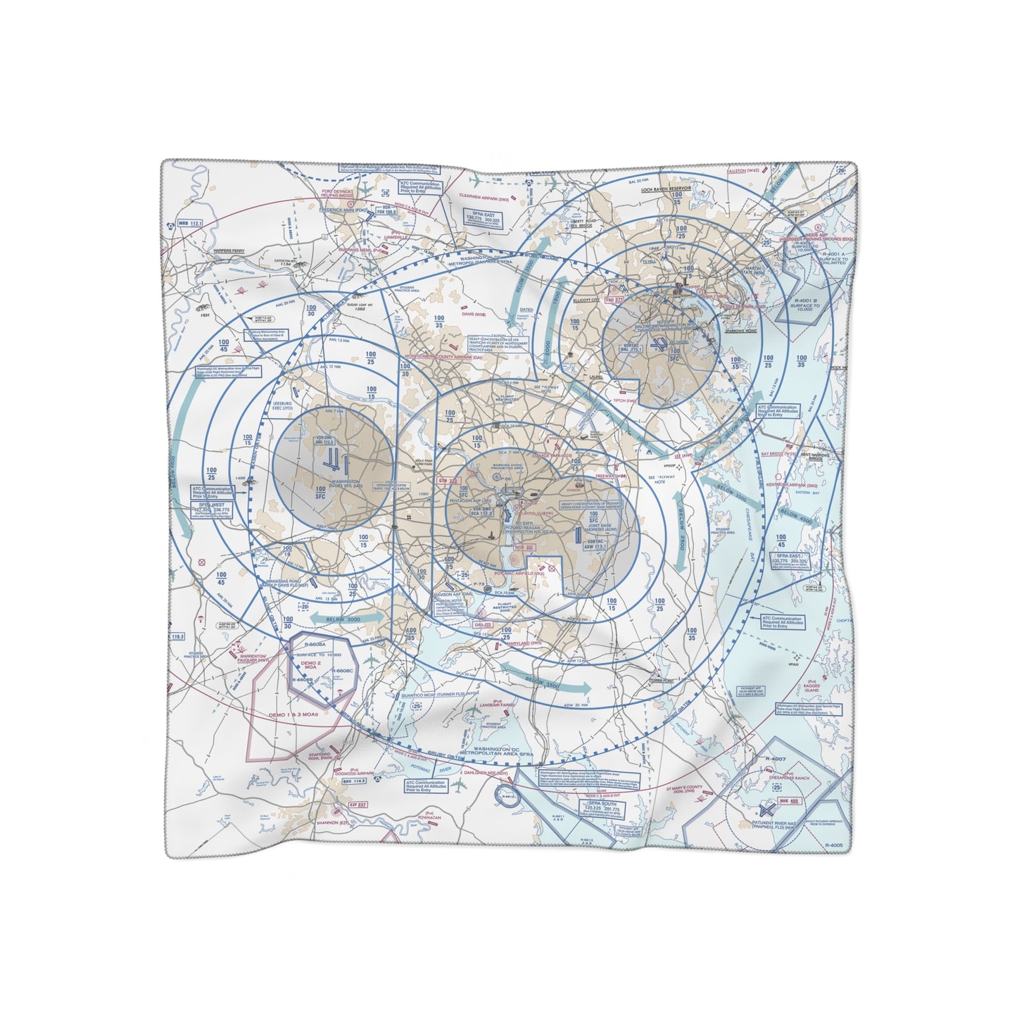 Baltimore-Washington Flyway Chart poly scarf