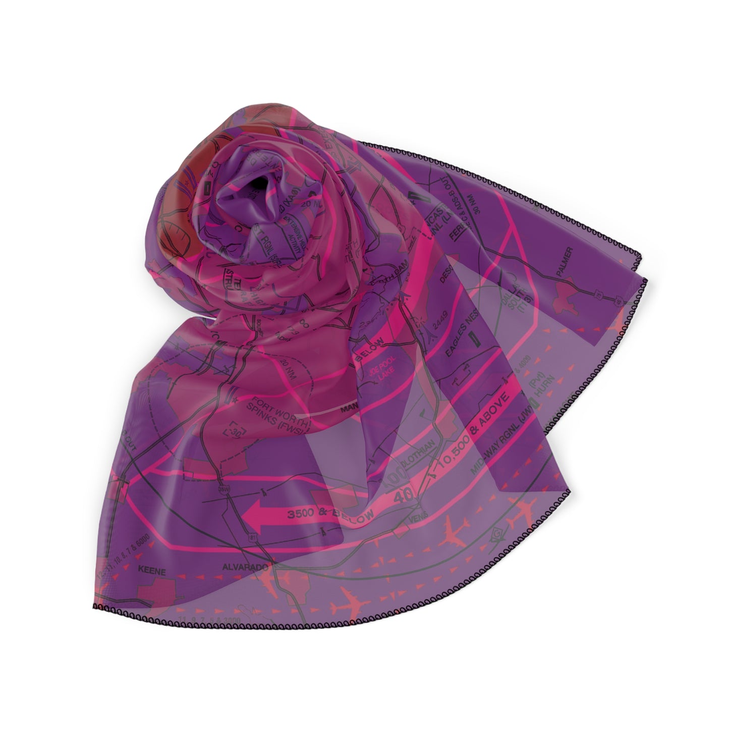 Dallas - Ft. Worth Flyway Chart (purple) poly scarf