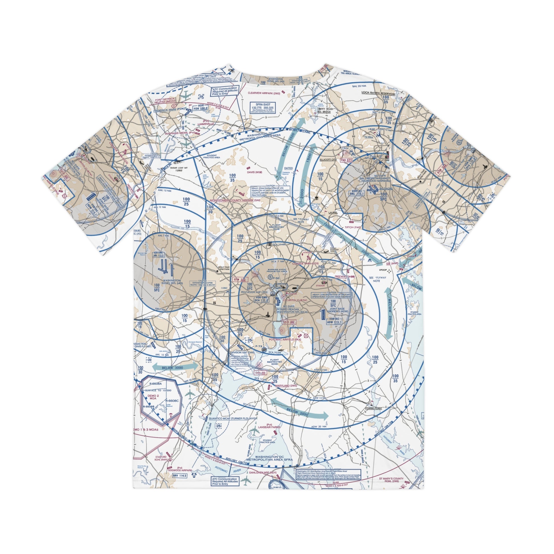 Baltimore-Washington Flyby Chart men's polyester shirt