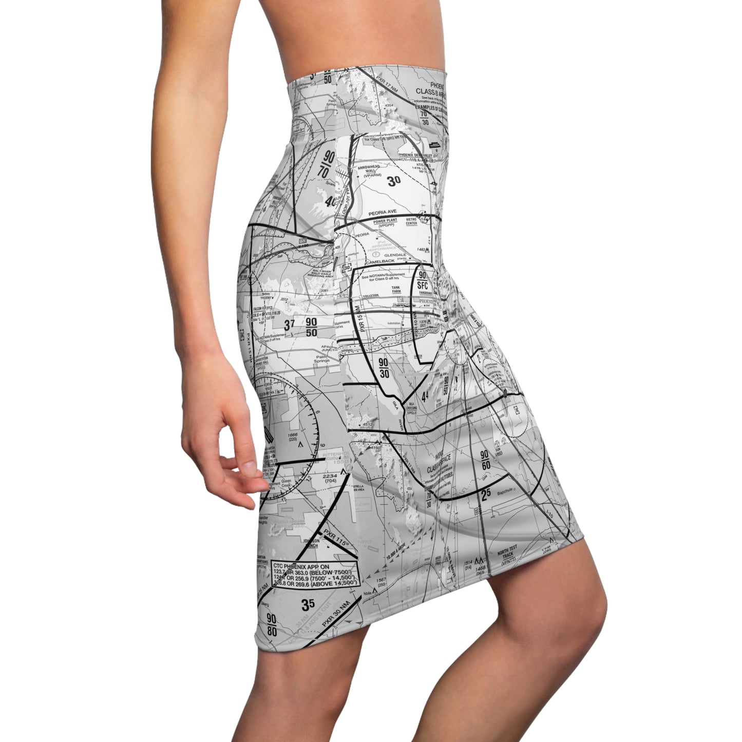 Phoenix TAC Chart - women's pencil skirt (b&w)