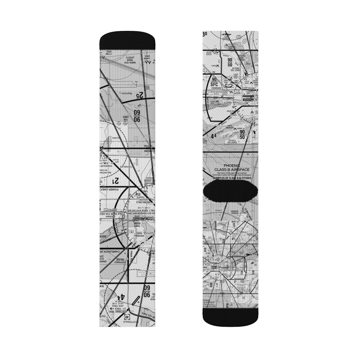 Aeronautical Chart socks (PHX/b&w)