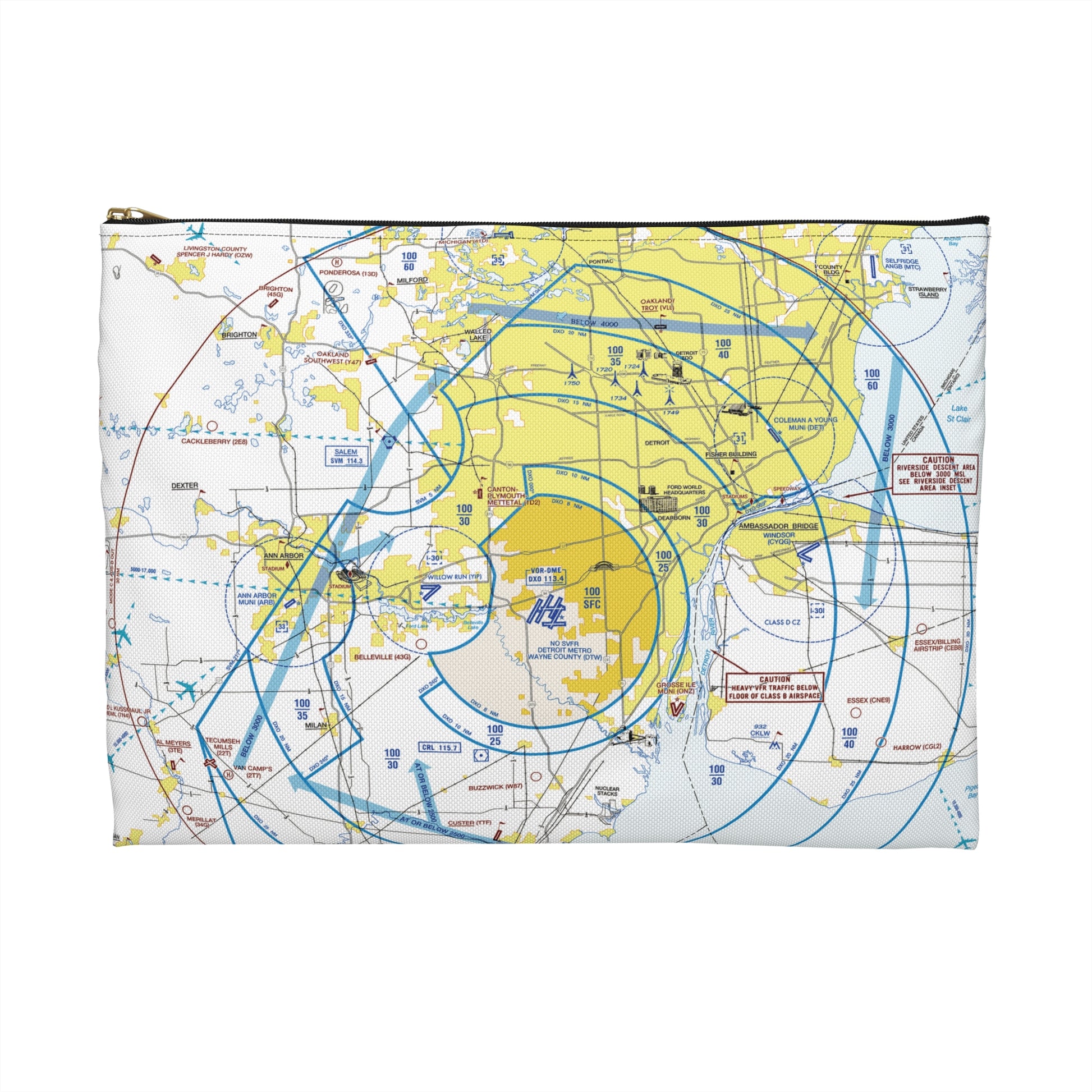 Detroit Flyway Chart Accessory Pouch