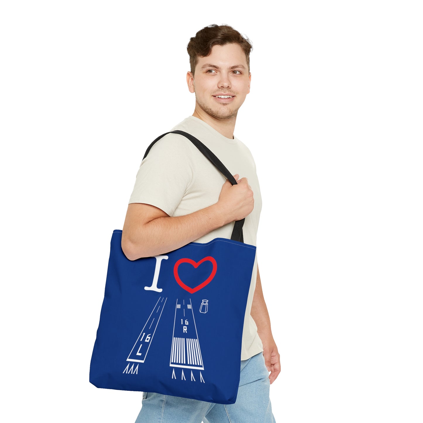 Van Nuys Airport Runways 16L - 16R / 34L - 34R - tote bag (blue)