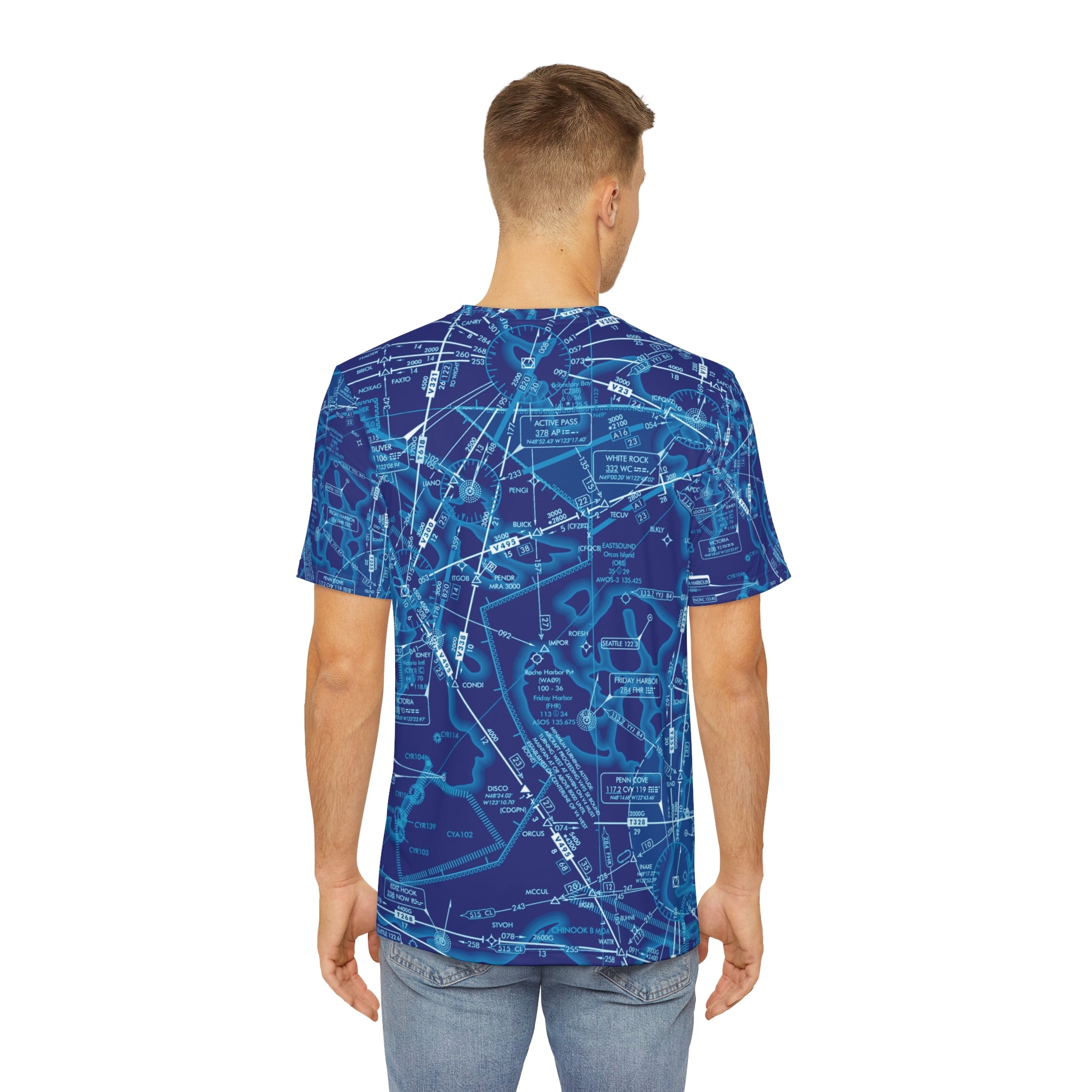 Enroute Low Altitude Chart (blue) men's polyester shirt