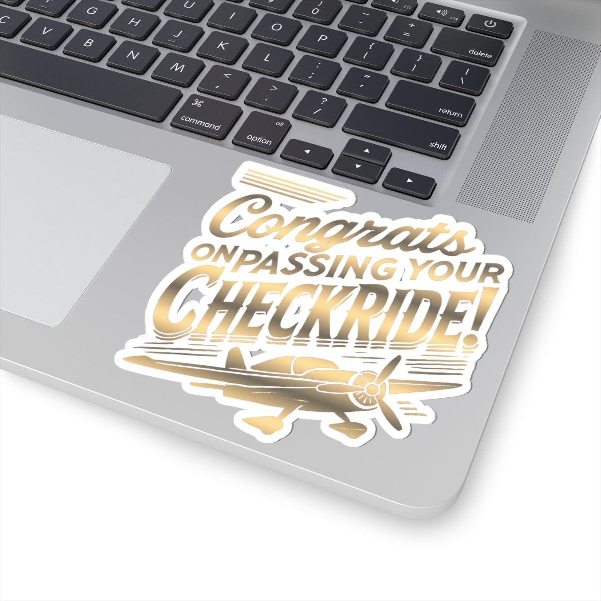Congrats on passing your checkride! (v1. gold) sticker
