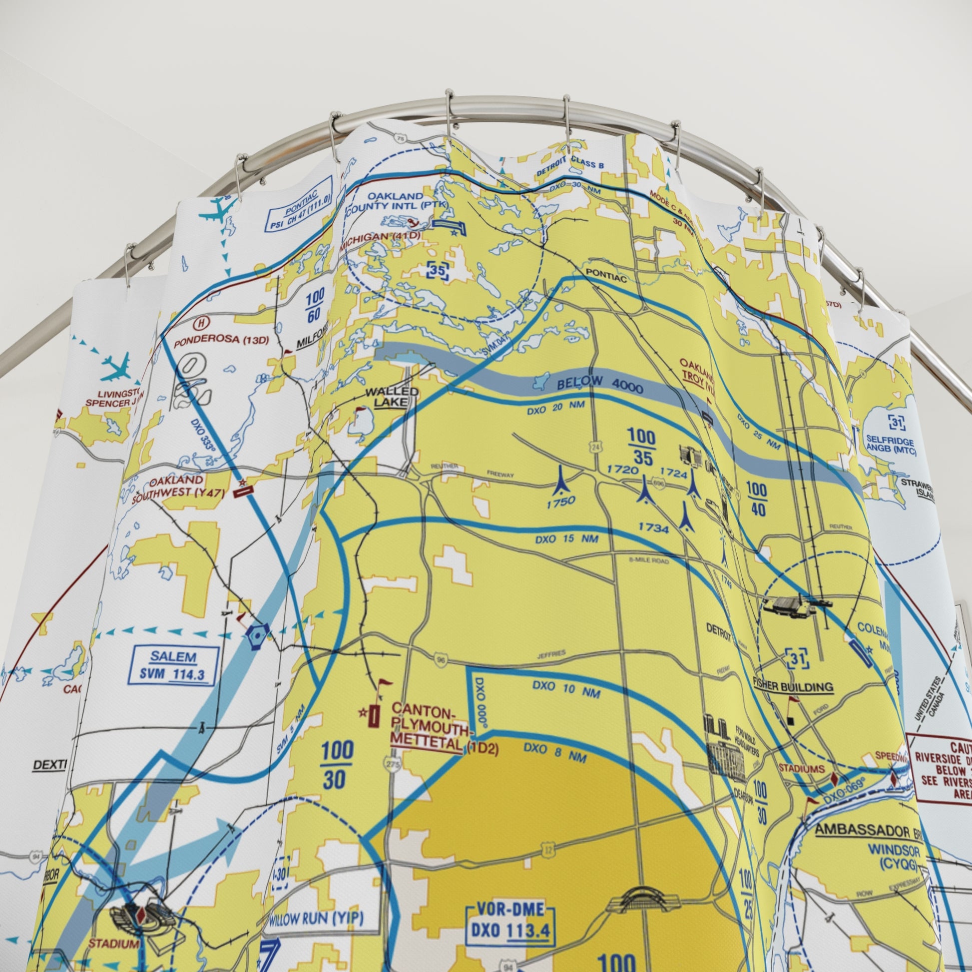 Aeronautical Chart shower curtain (KDTW/Flyway)