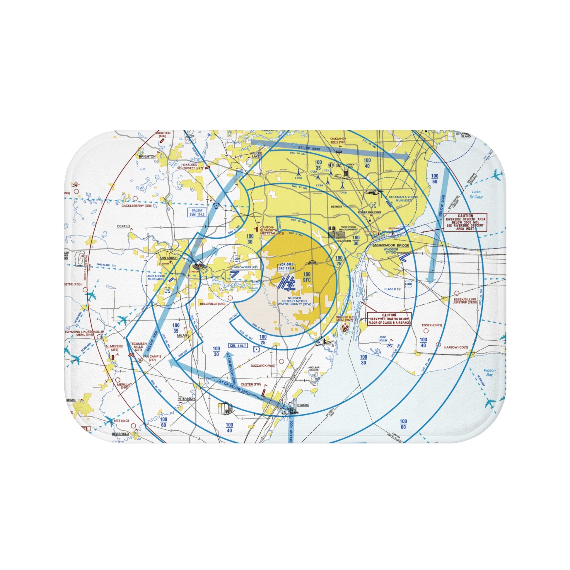 Detroit Flyway Chart bath mat