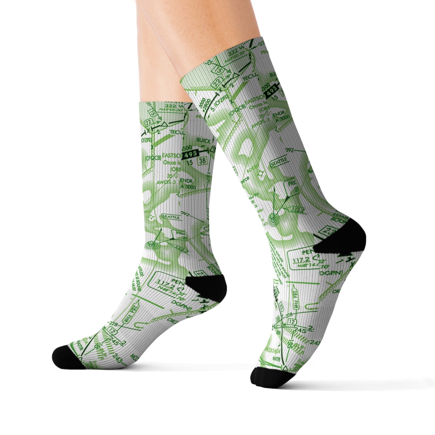 Aeronautical Chart socks (ELUS1/green&white)