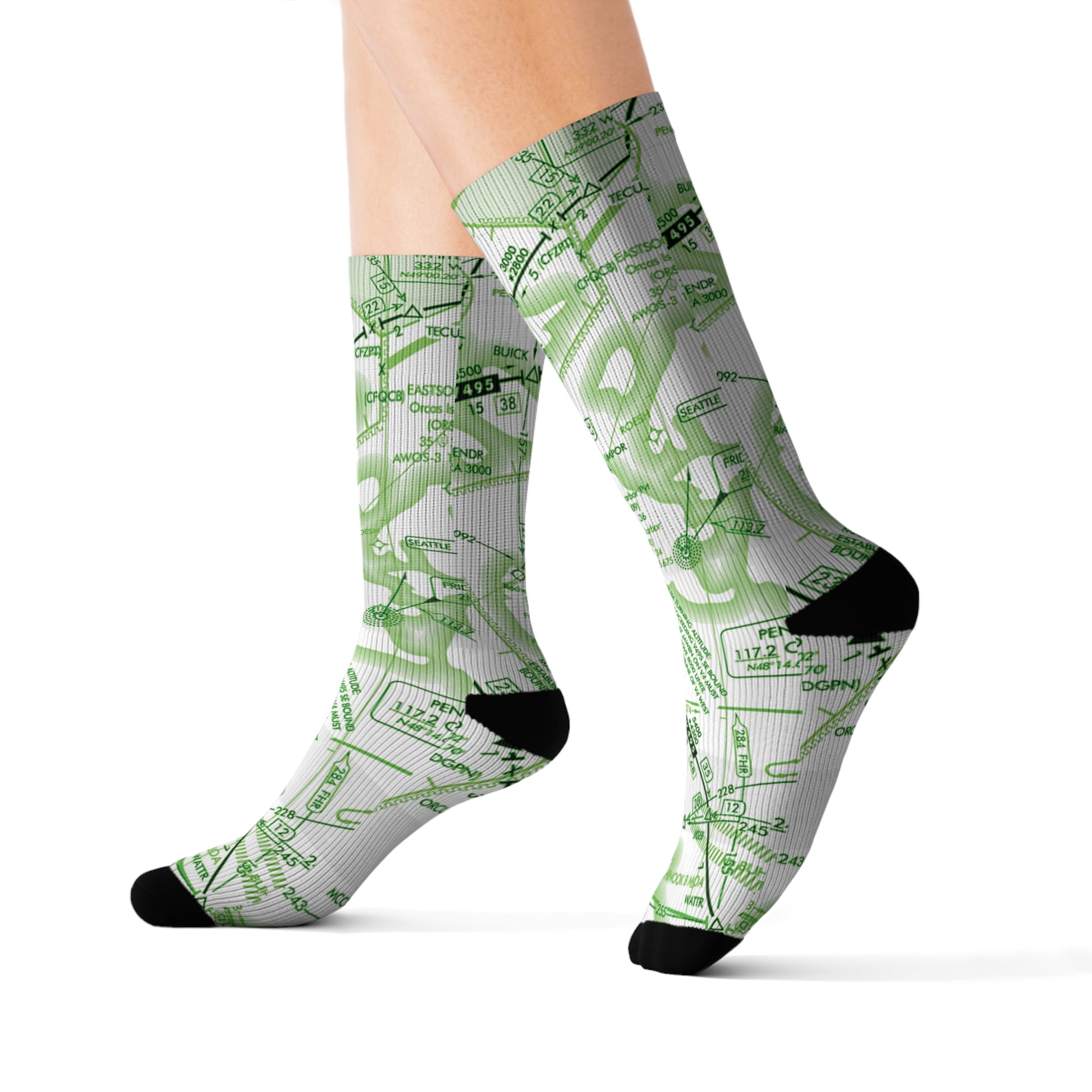 Aeronautical Chart socks (ELUS1/green&white)