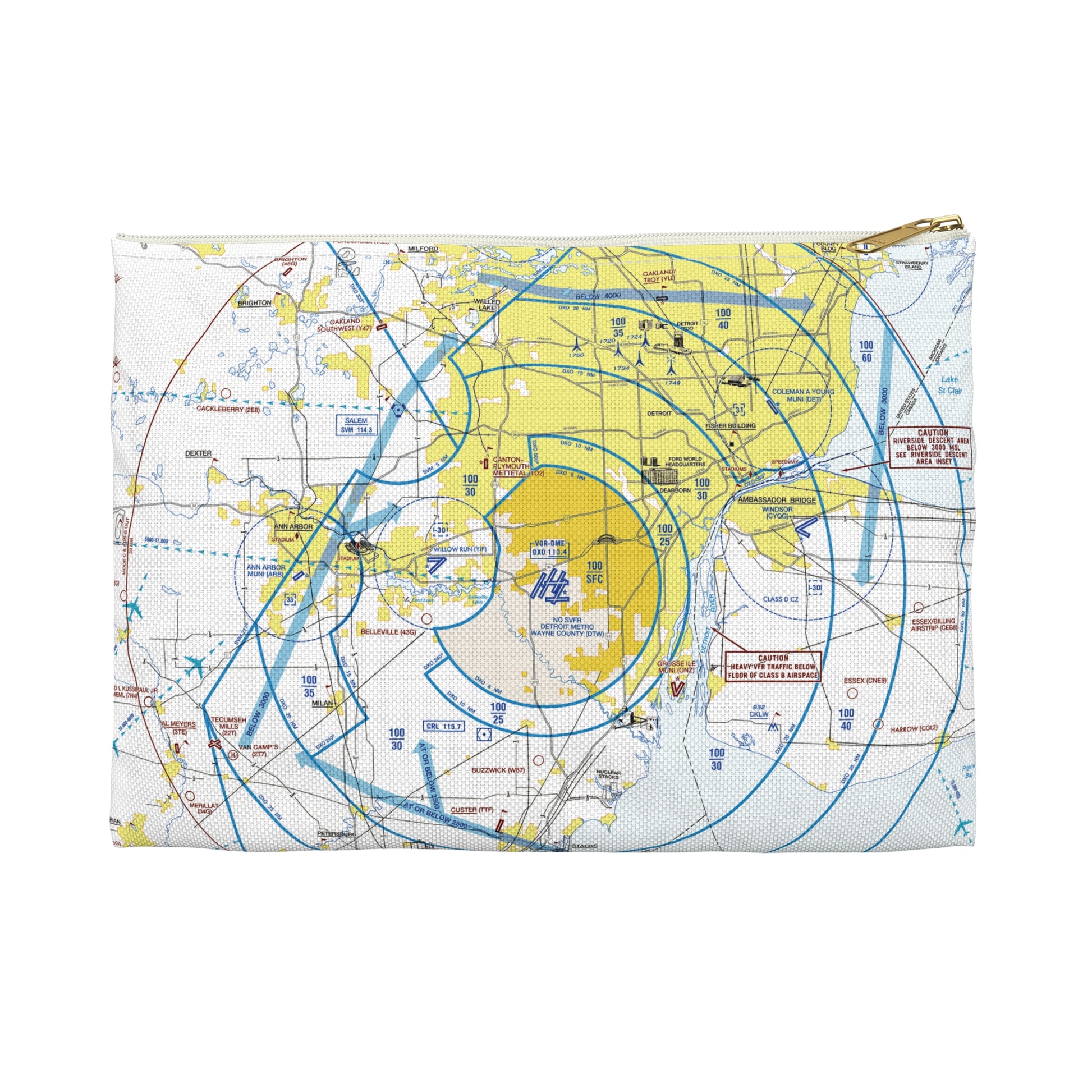 Detroit Flyway Chart Accessory Pouch