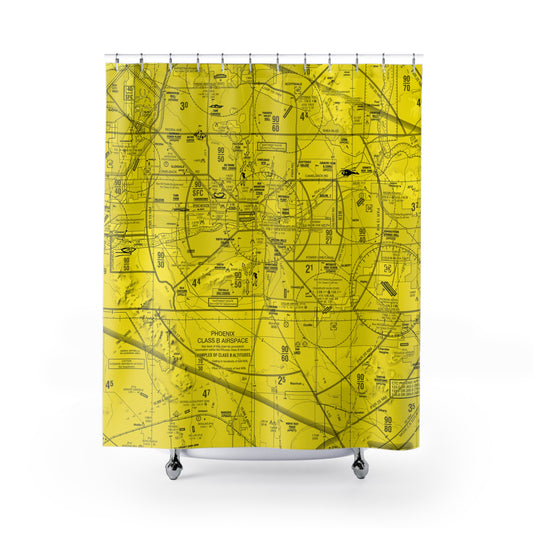 Aeronautical Chart shower curtain (KPHX/yellow)