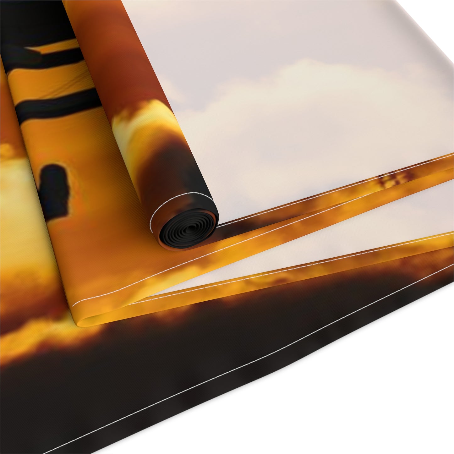 Biplane at Sunset Table Runner