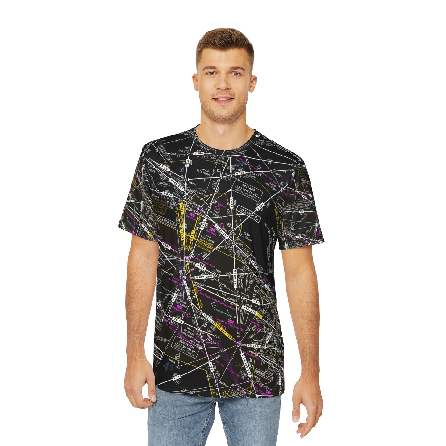 LAX Enroute Low Altitude Chart (invert) men's polyester shirt