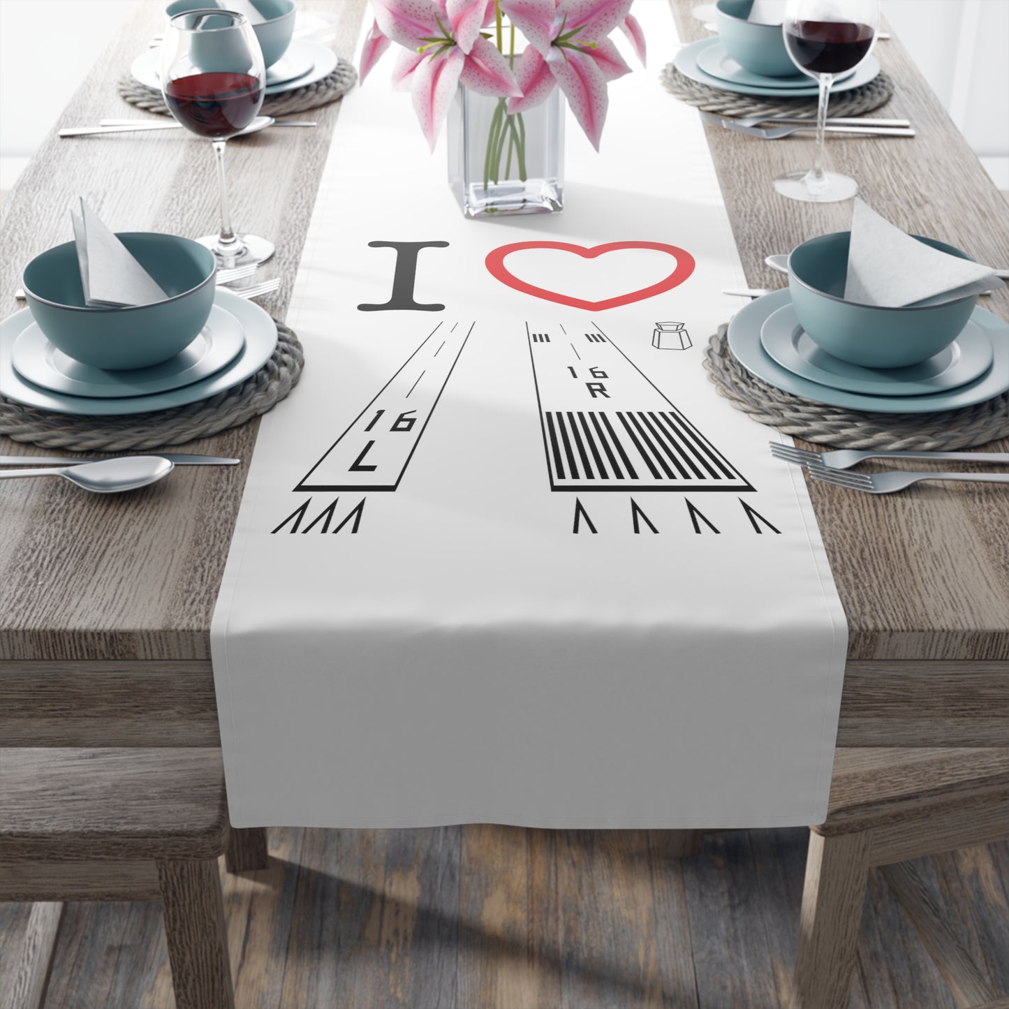 Van Nuys Airport Runways 16L - 16R / 34L - 34R Table Runner