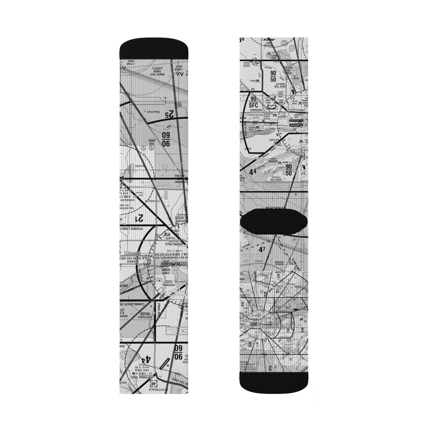 Aeronautical Chart socks (PHX/b&w)