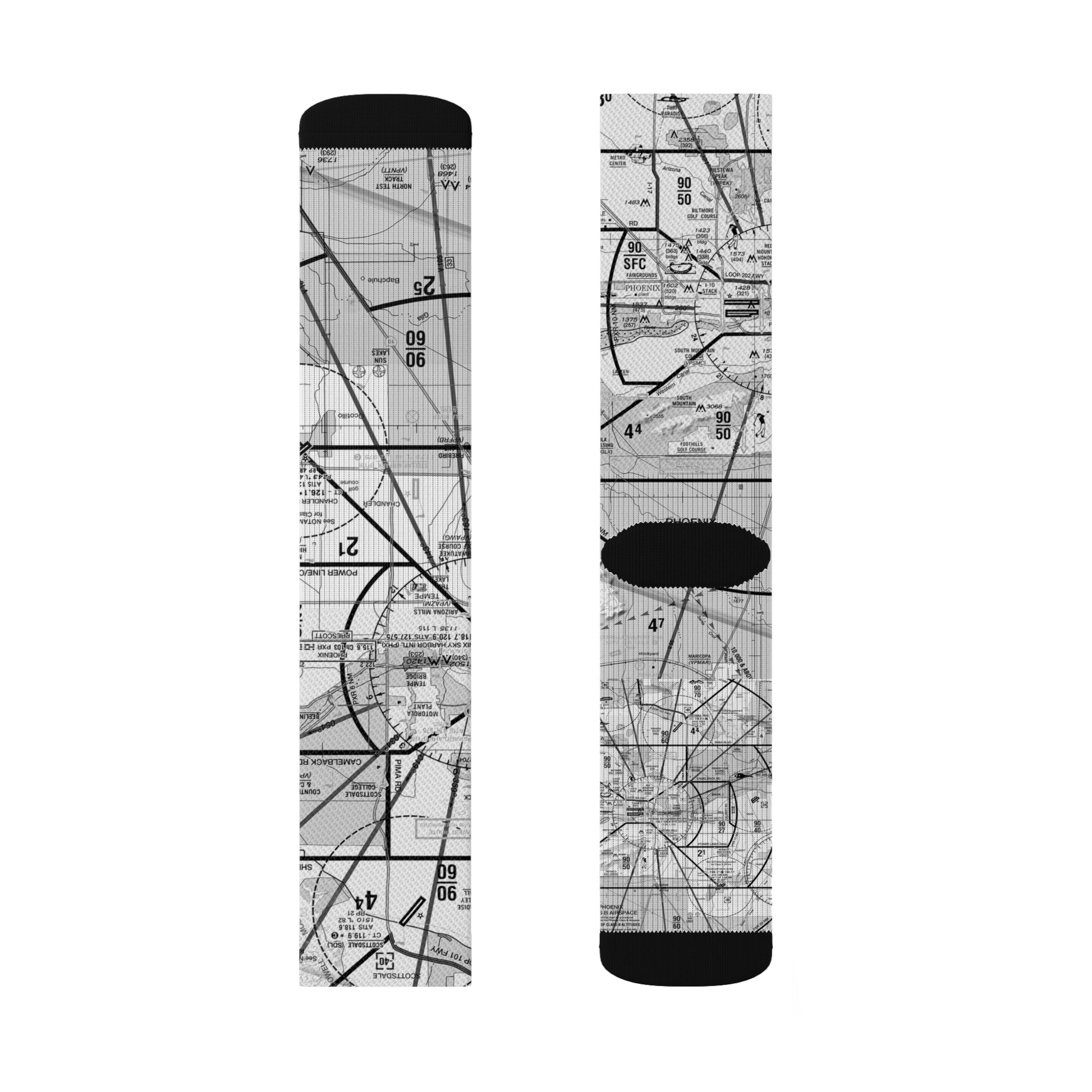 Aeronautical Chart socks (PHX/b&w)