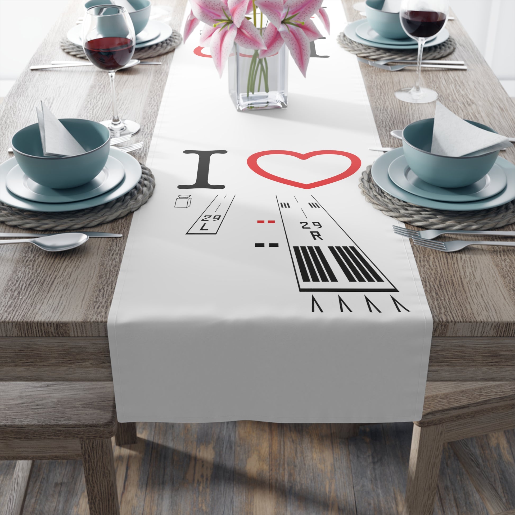 Torrance Airport Runways 29L - 29R / 11L - 11R Table Runner