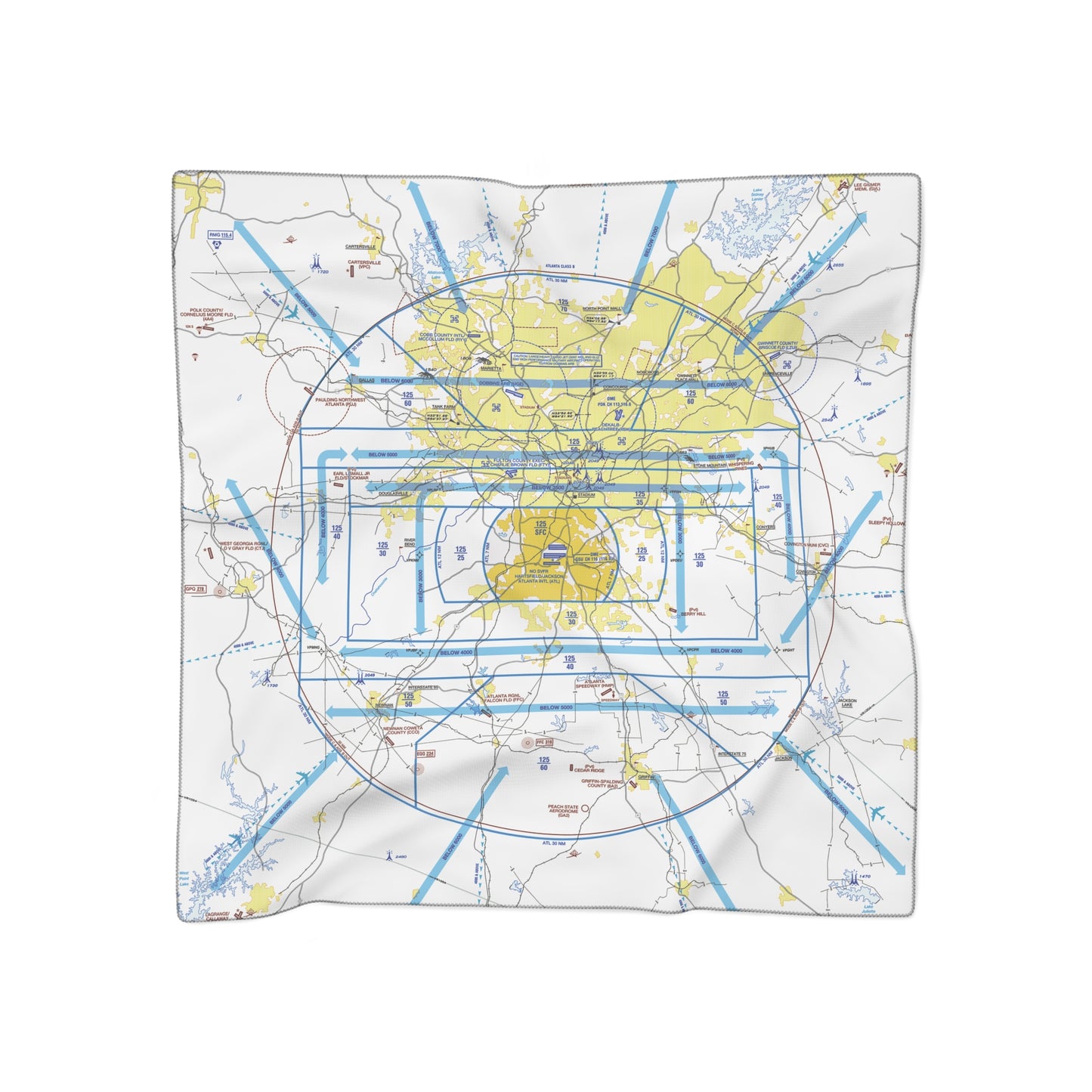 Atlanta Flyway Chart poly scarf