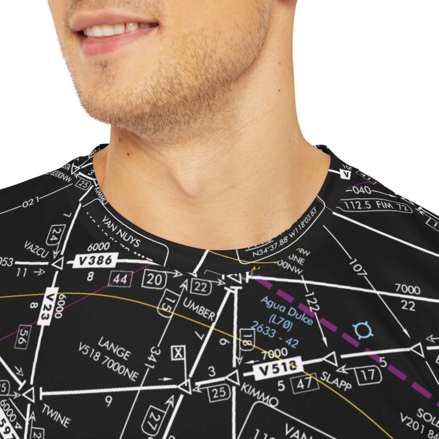 LAX Enroute Low Altitude Chart (invert) men's polyester shirt