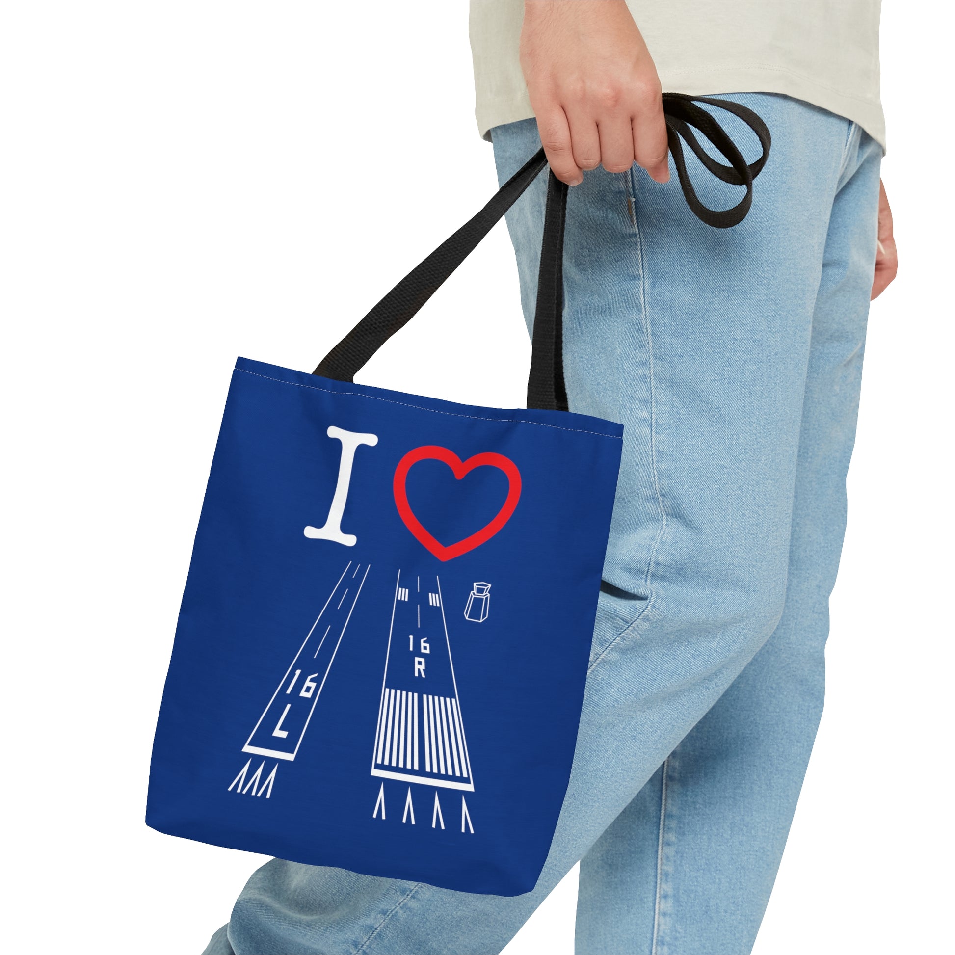 Van Nuys Airport Runways 16L - 16R / 34L - 34R - tote bag (blue)