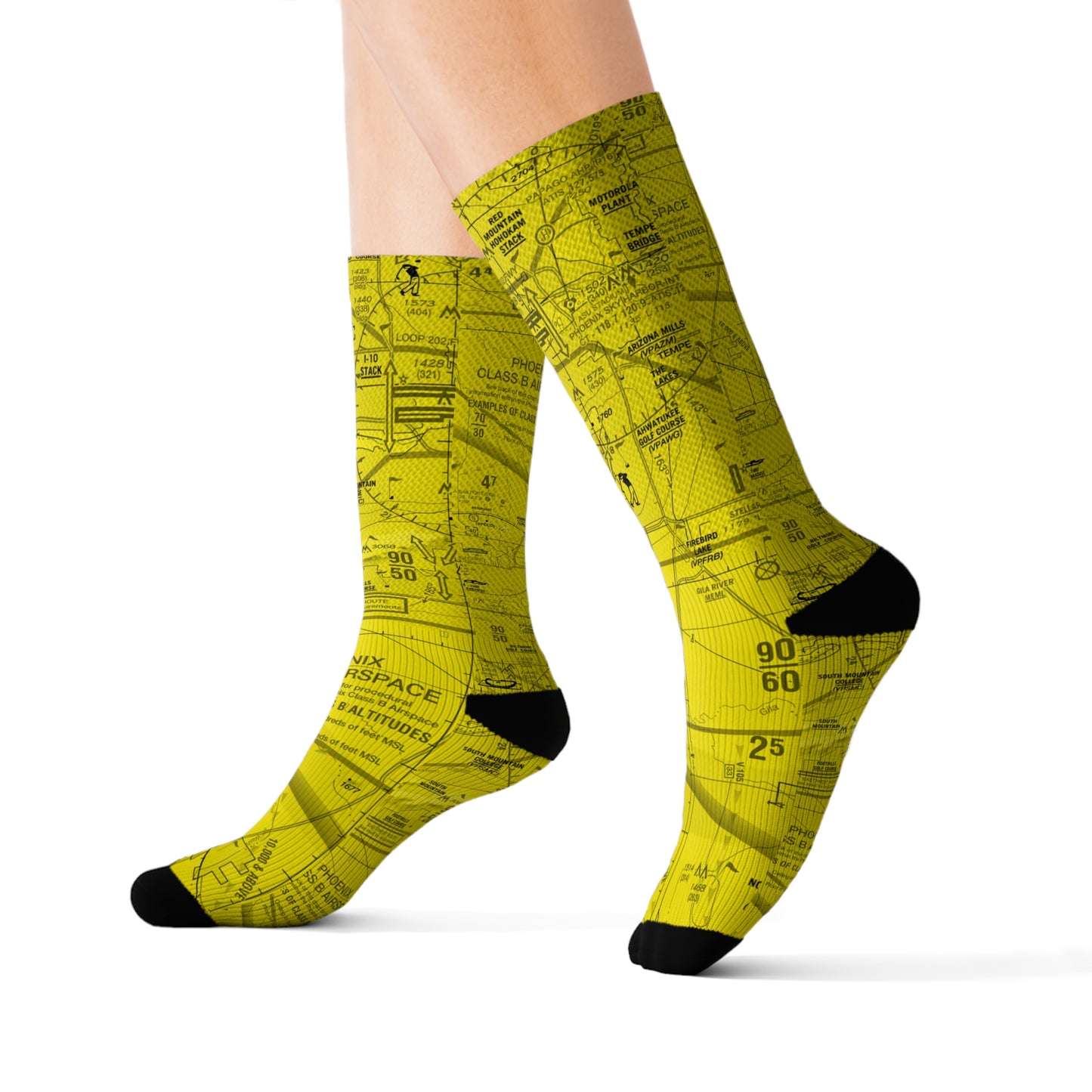 Aeronautical Chart socks (PHX/yellow)