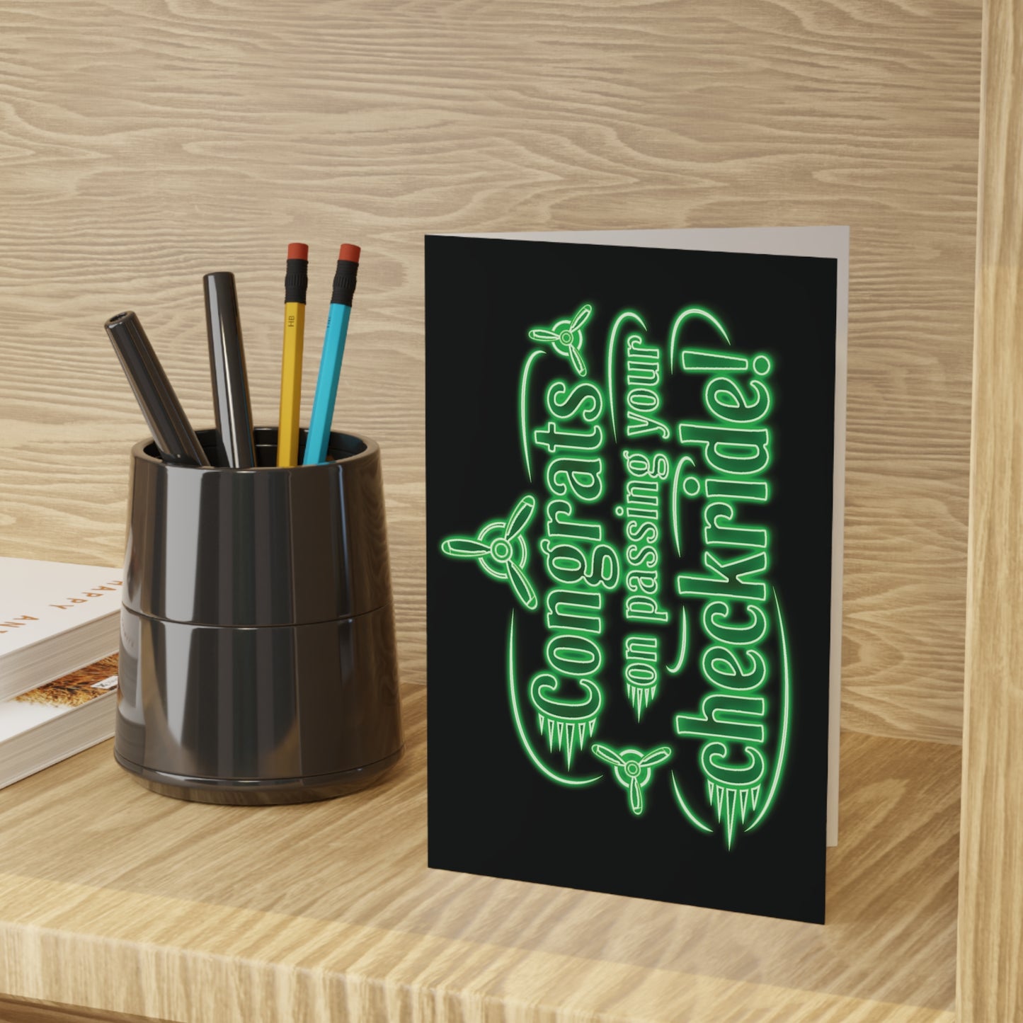 Congrats on passing your checkride! pack of 10 greeting cards (v3. green)