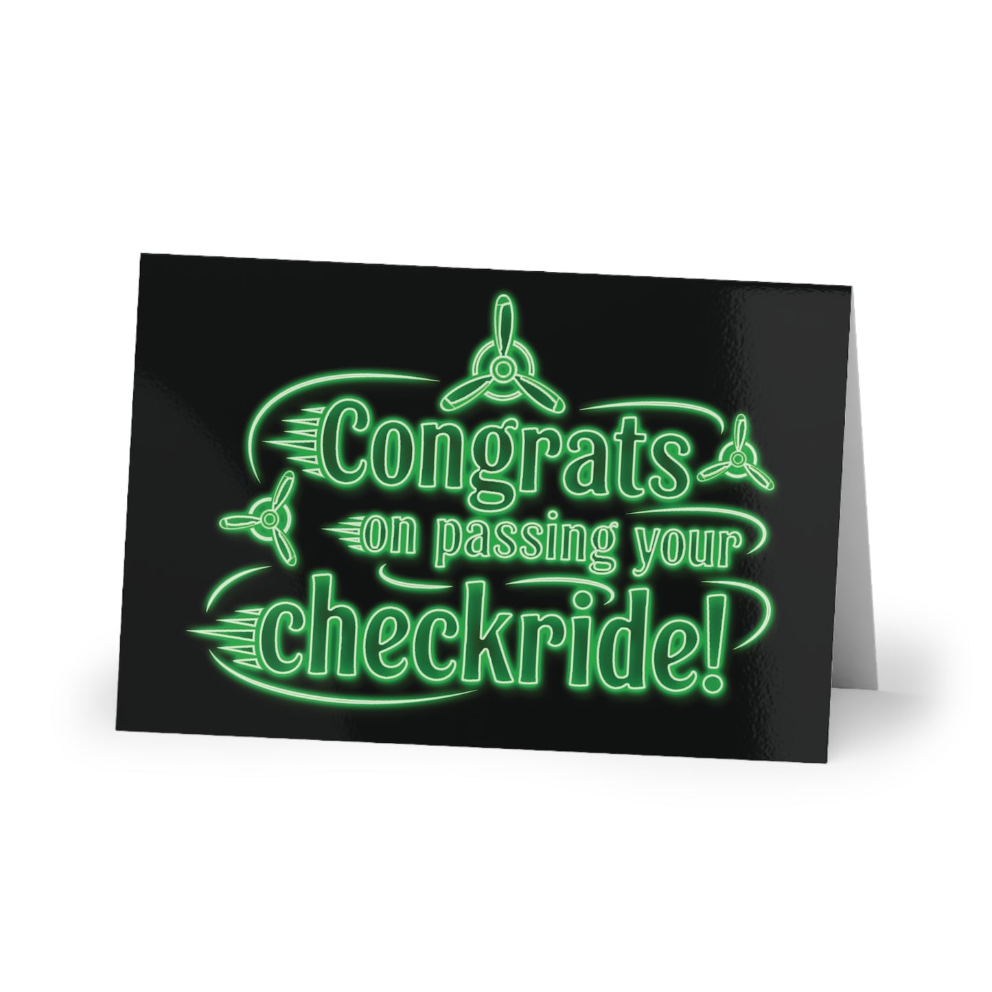 Congrats on passing your checkride! pack of 10 greeting cards (v3. green)