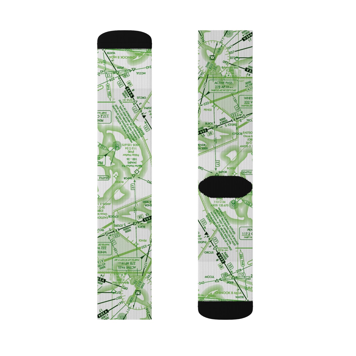 Aeronautical Chart socks (ELUS1/green&white)
