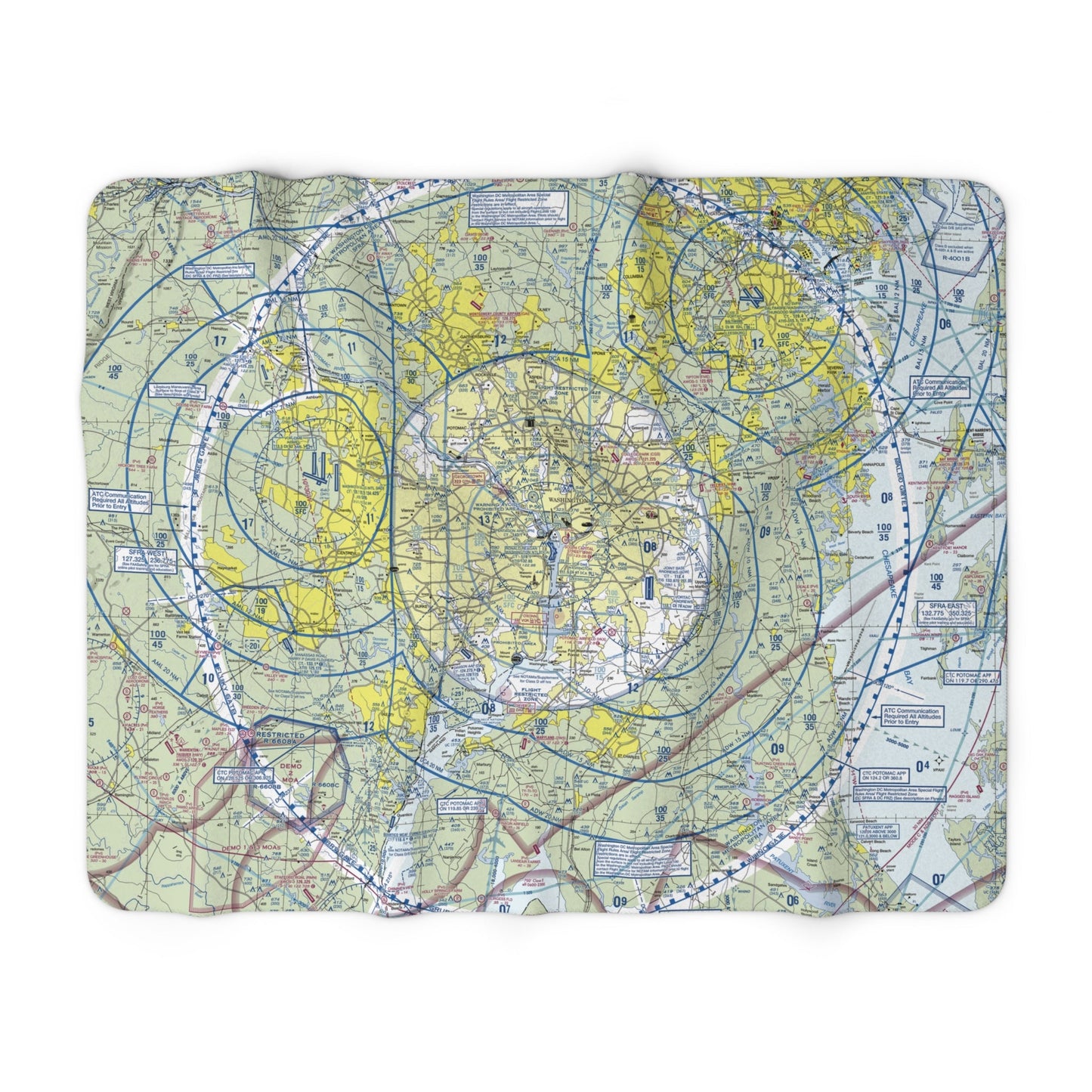 Baltimore Washington TAC Chart sherpa fleece blanket