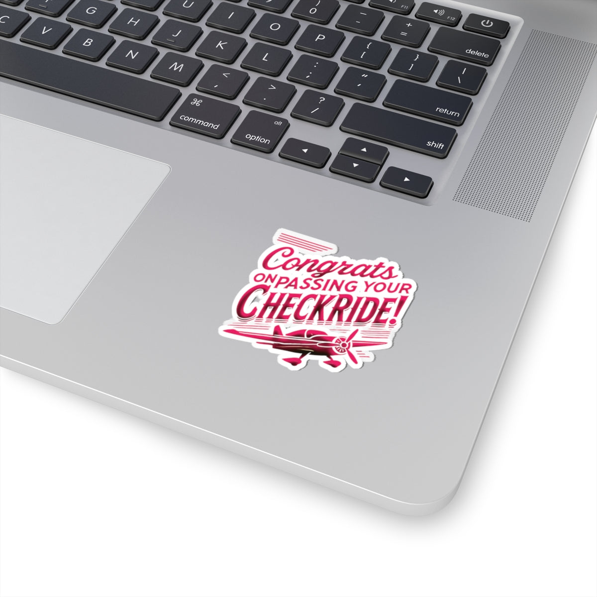 Congrats on passing your checkride! (v1. pink) sticker