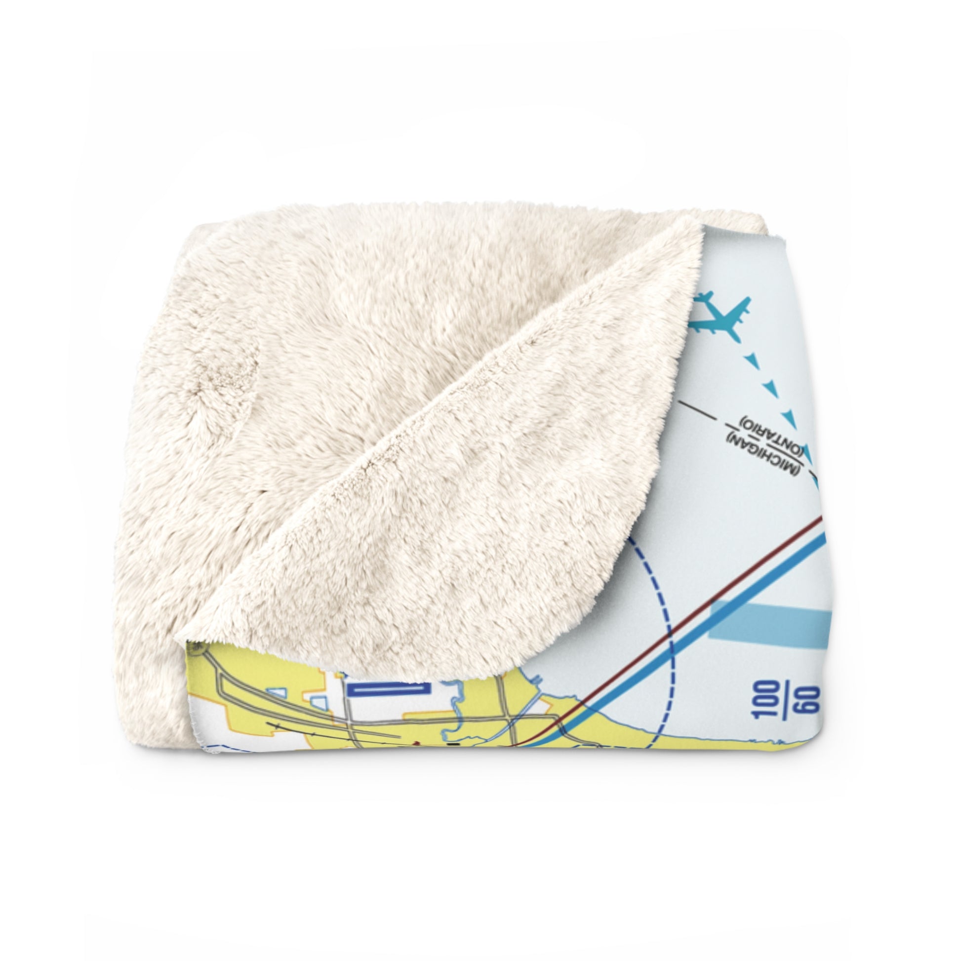 Detroit Flyway Chart sherpa fleece blanket
