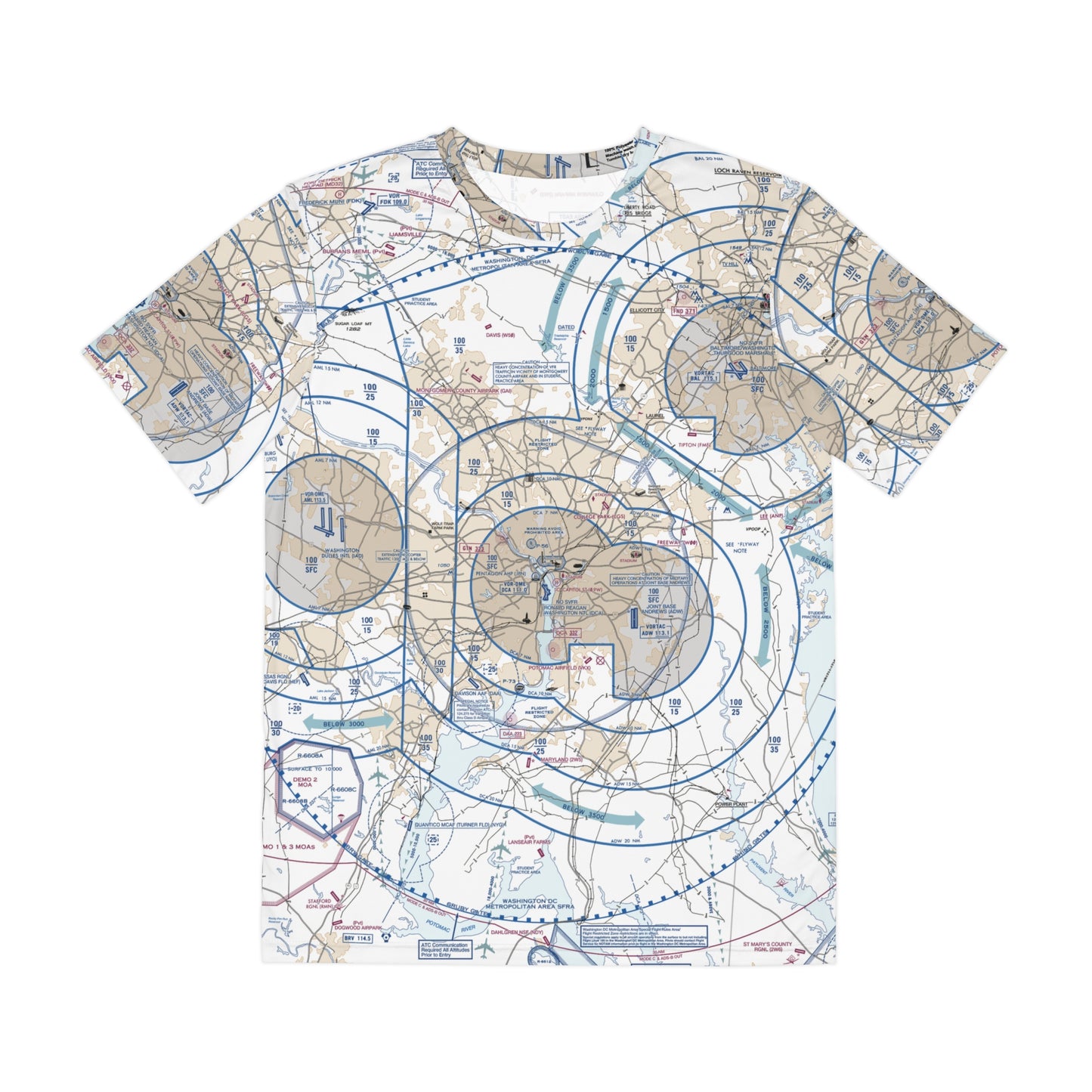 Baltimore-Washington Flyby Chart men's polyester shirt